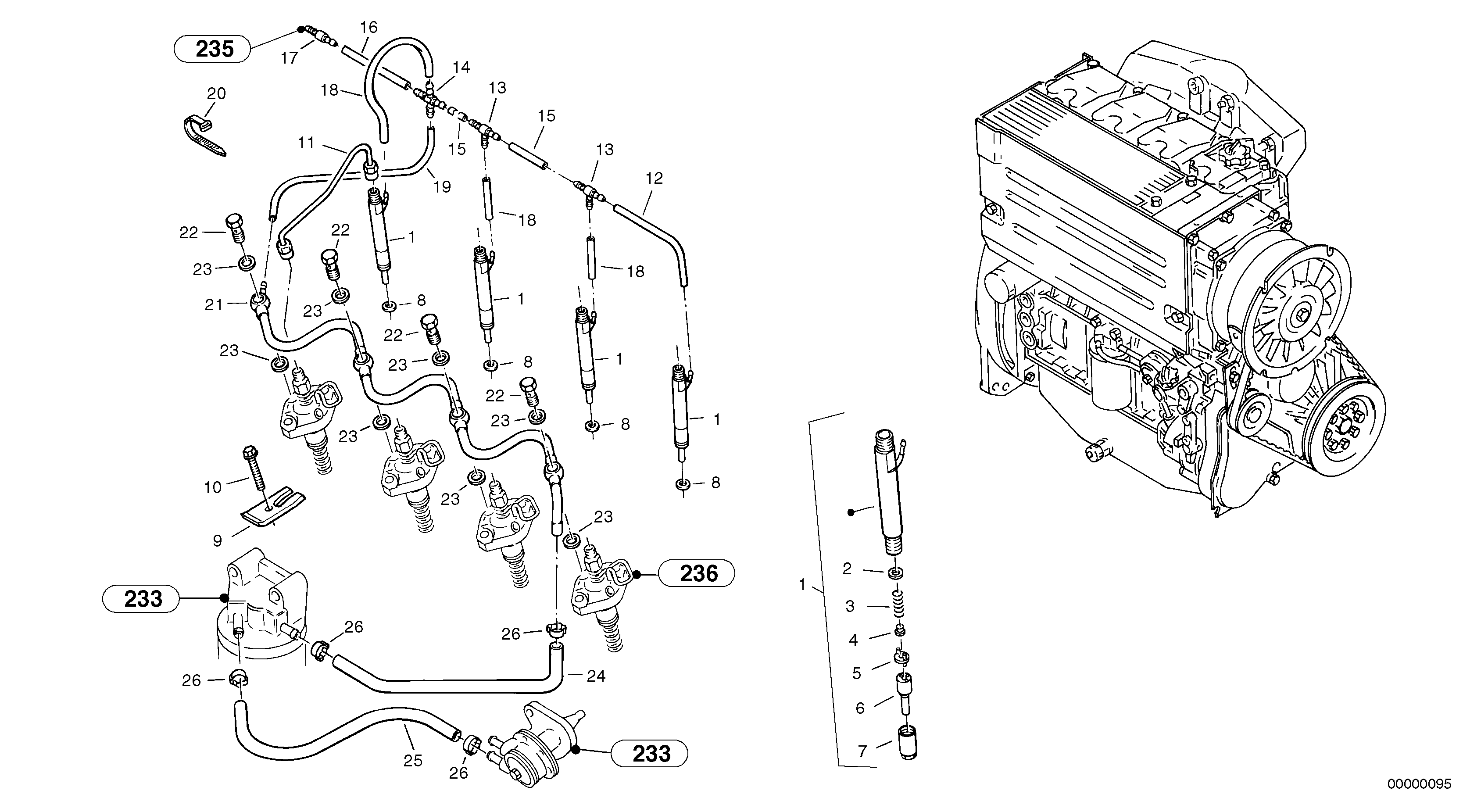 Схема запчастей Volvo L30B - 40527 Injection pipes, Injection valve L30B TYPE 183, 185 SER NO - 2999