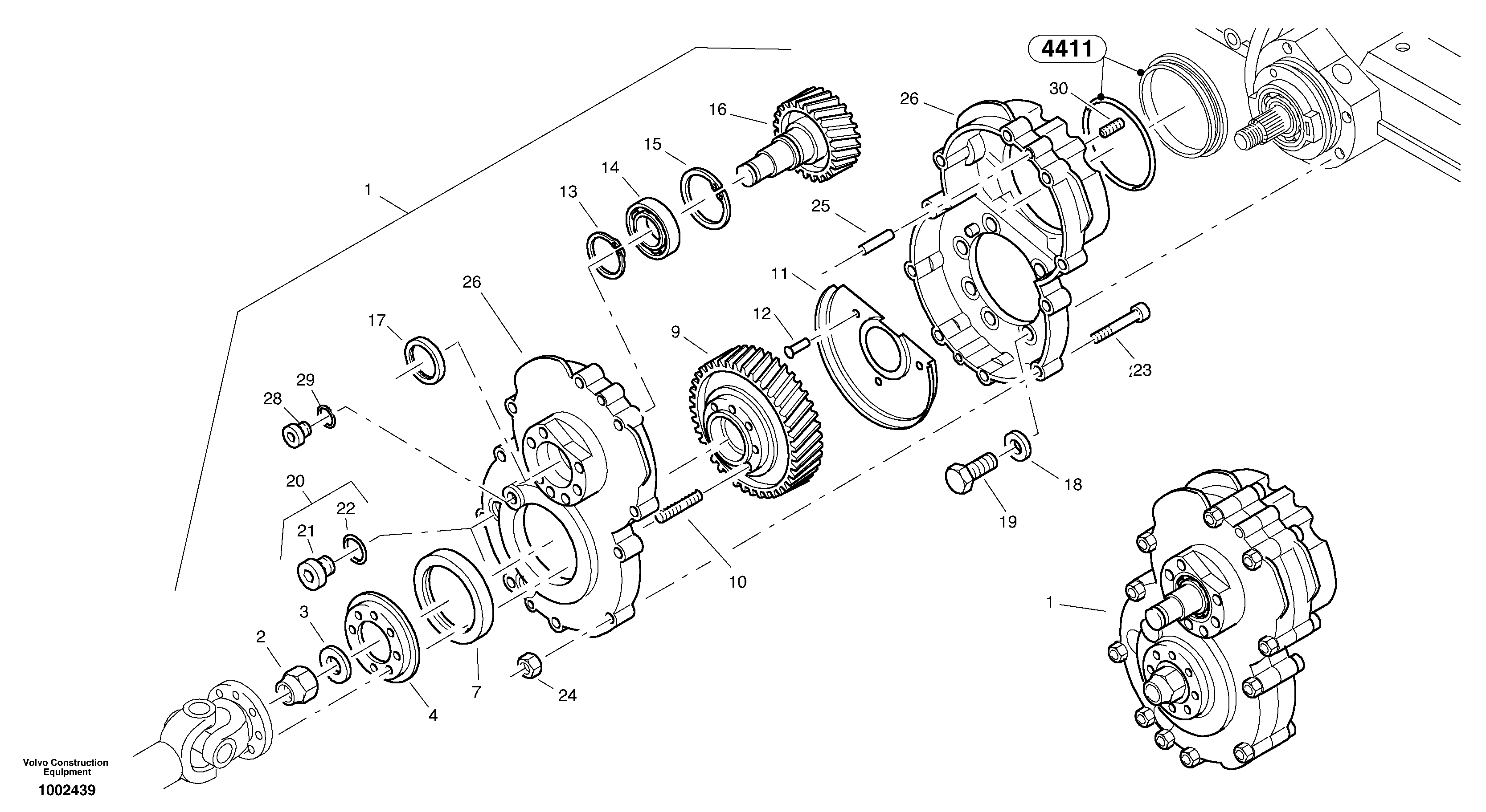 Схема запчастей Volvo L30B - 40220 Gearbox assy L30B TYPE 183, 185 SER NO - 2999