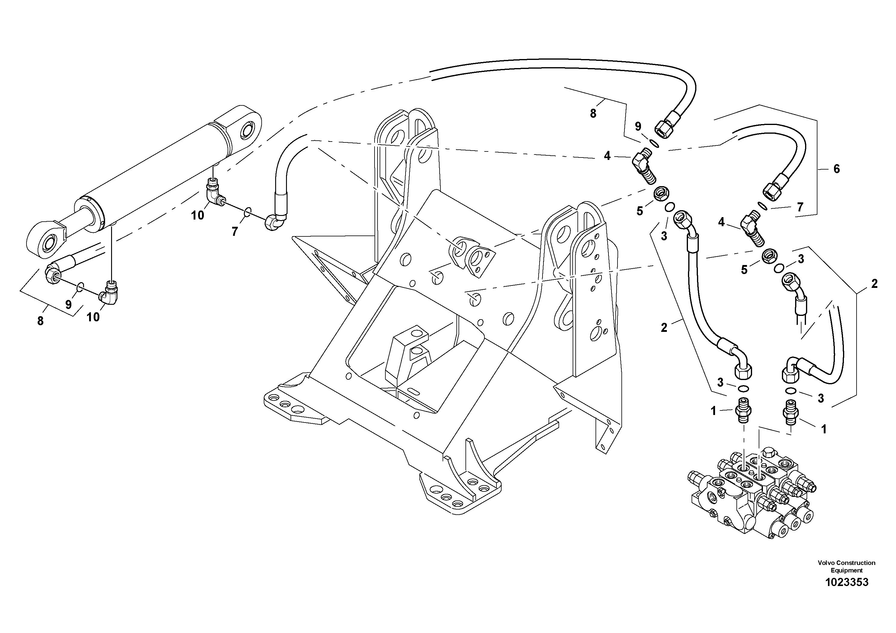 Схема запчастей Volvo L30B - 65698 Hydraulic lines - tilt hydraulic L30B TYPE 182, 183, 185 SER NO 3000 -