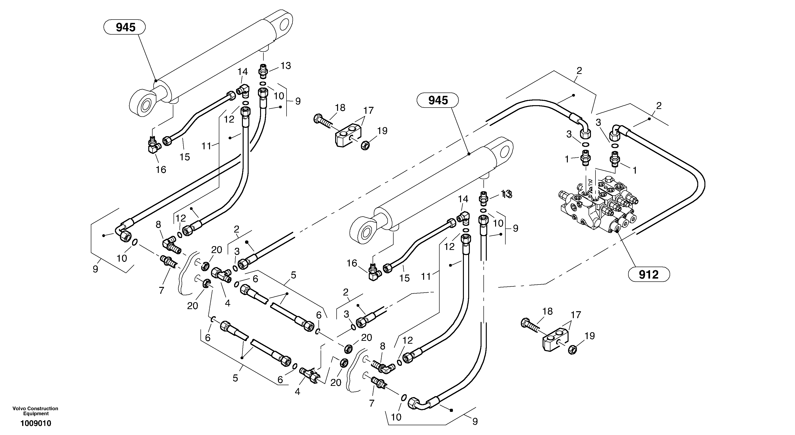 Схема запчастей Volvo L30B - 83803 Hydraulic lines - lift hydraulic L30B TYPE 182, 183, 185 SER NO 3000 -