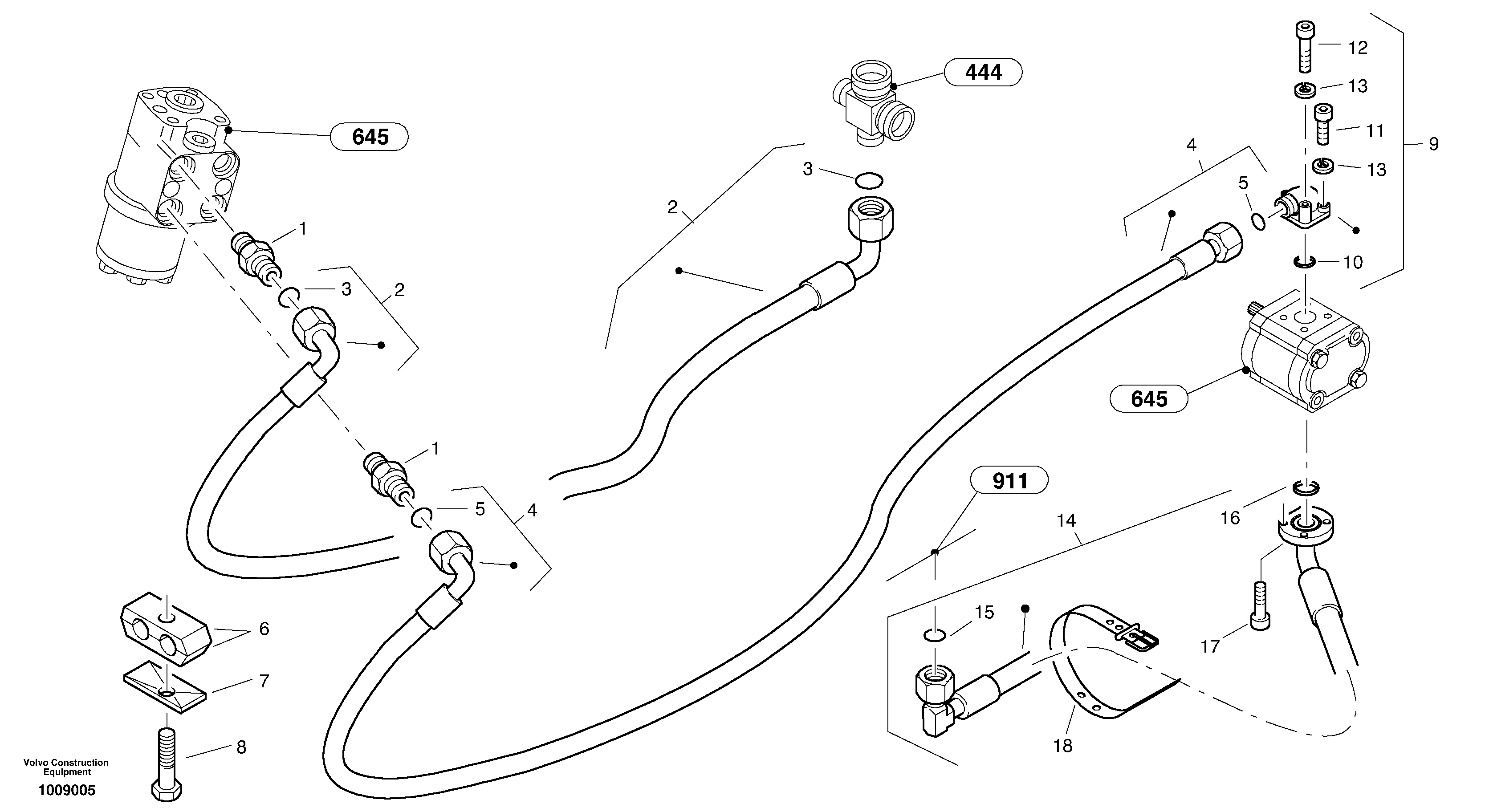 Схема запчастей Volvo L35B - 57392 Steering-hydraulic equipment - rear vehicle L35B S/N186/187/188/1893000 - 6000