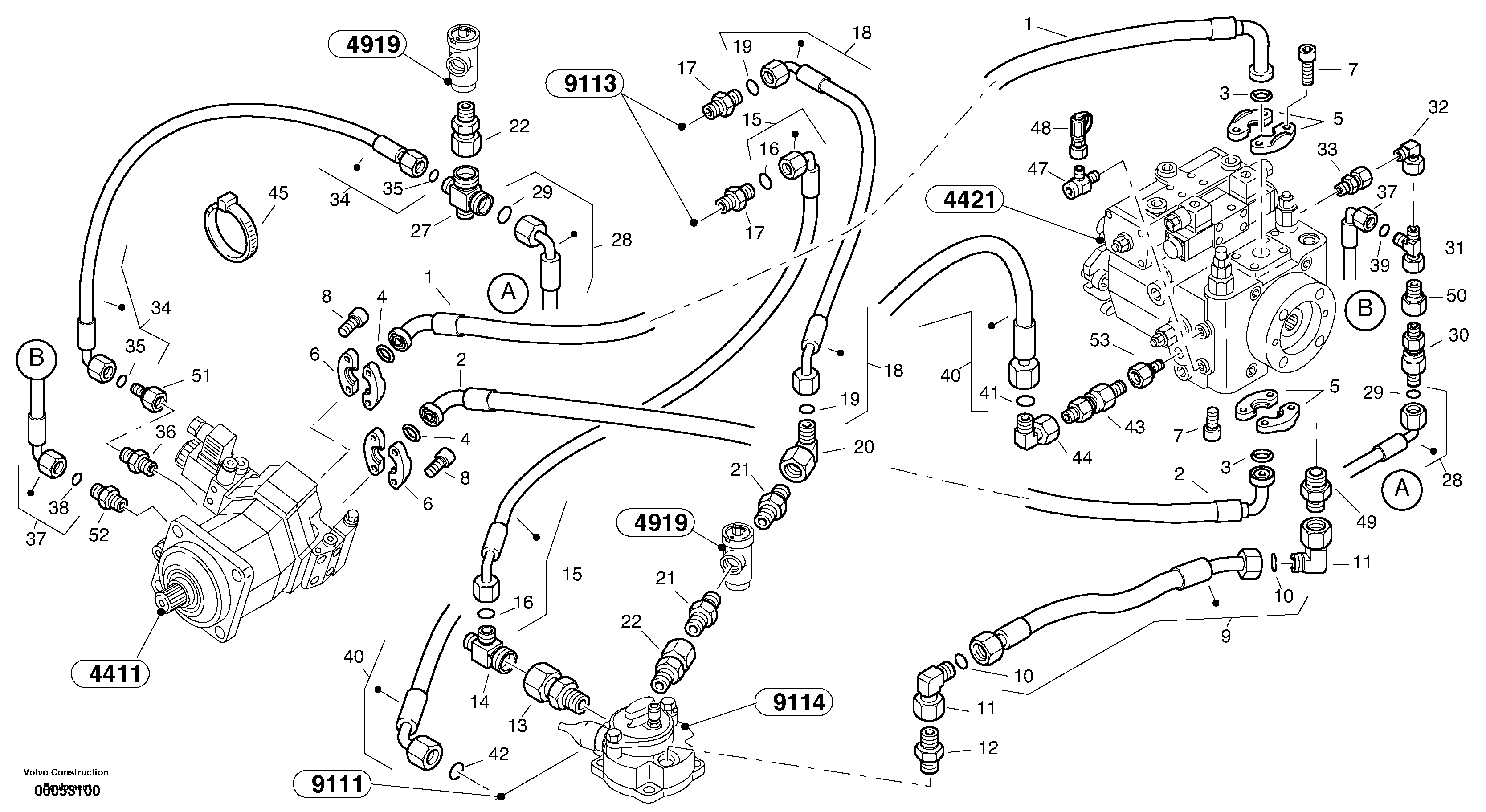 Схема запчастей Volvo L35B - 4216 Lines - hydrostatic drive L35B TYPE 186, 187, 188, 189 SER NO - 2999