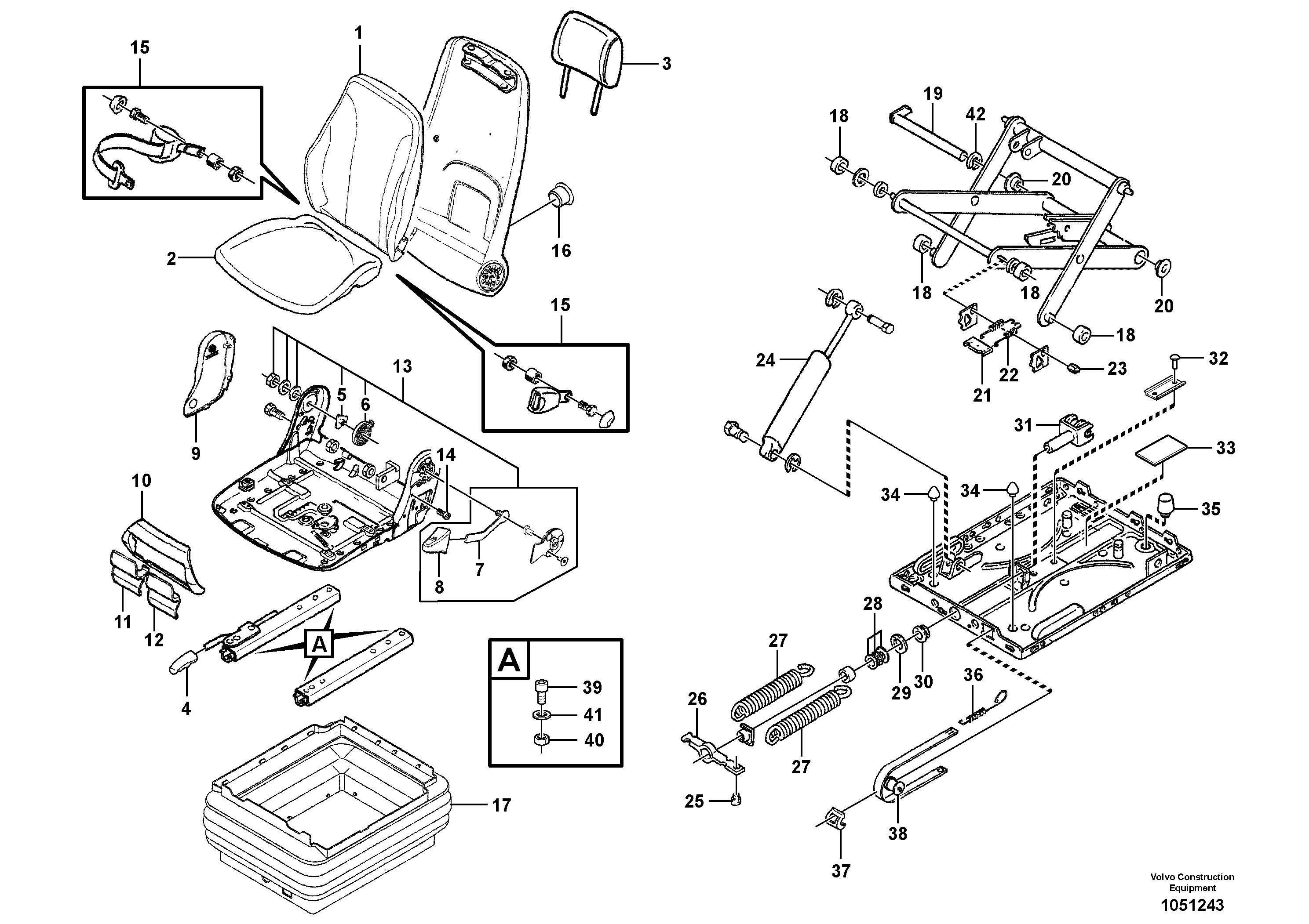 Схема запчастей Volvo L35B - 84813 Drivers seat L35B S/N186/187/188/1893000 - 6000