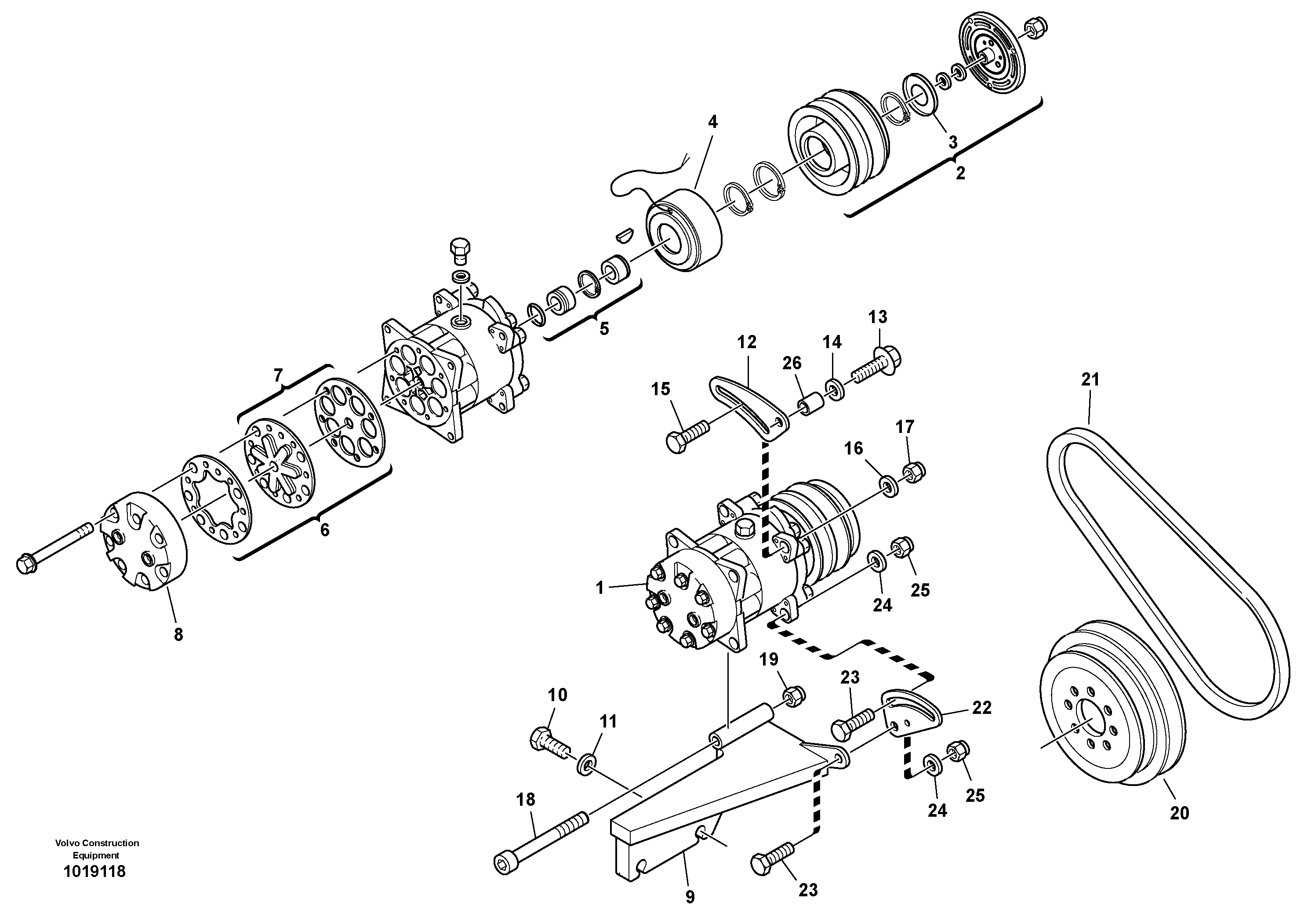 Схема запчастей Volvo L35B - 39975 Compressor L35B S/N186/187/188/1893000 - 6000