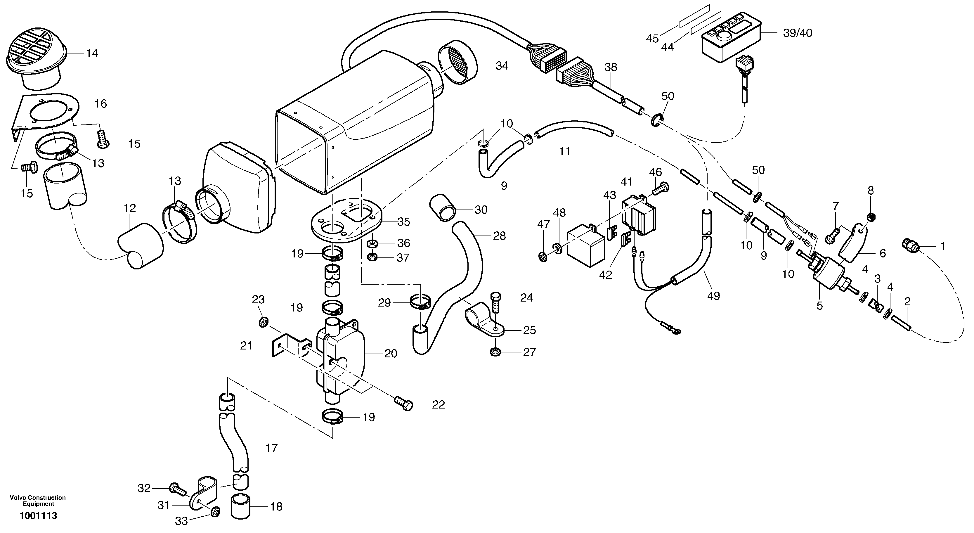 Схема запчастей Volvo L35B - 51372 Heater - Assembly, D2 L35B S/N186/187/188/1893000 - 6000