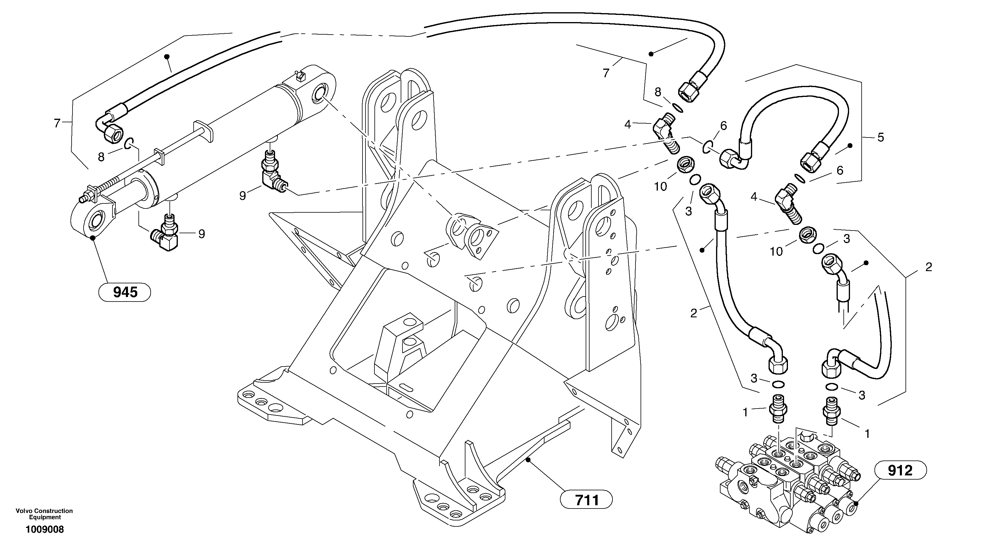 Схема запчастей Volvo L35B - 4139 Hydraulic lines - tilt hydraulic L35B S/N186/187/188/1893000 - 6000