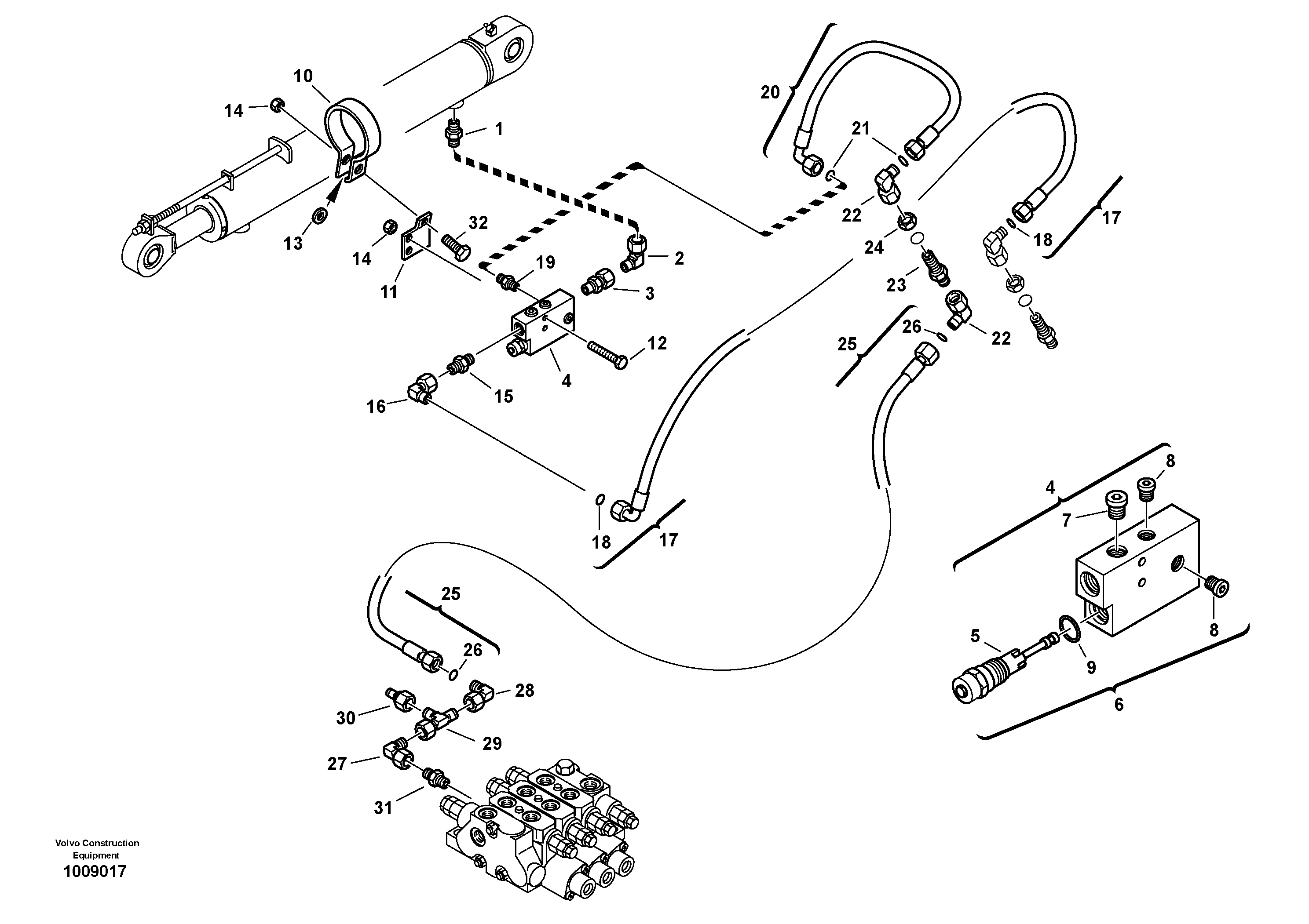 Схема запчастей Volvo L35B - 19706 Line fracture safety - Tilt L35B S/N186/187/188/1893000 - 6000