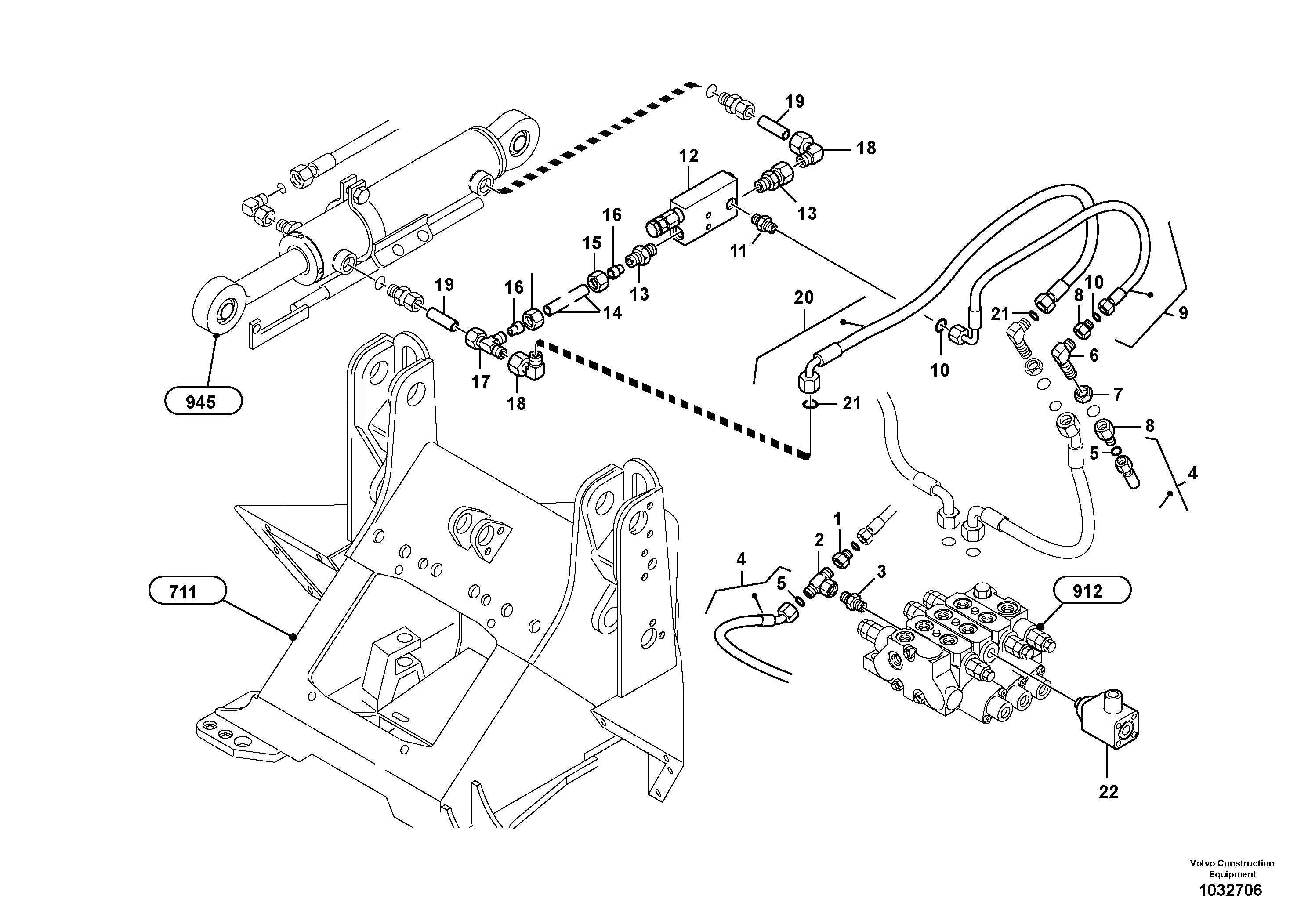 Схема запчастей Volvo L35B - 19707 Line fracture safety - Tilt L35B S/N186/187/188/1893000 - 6000