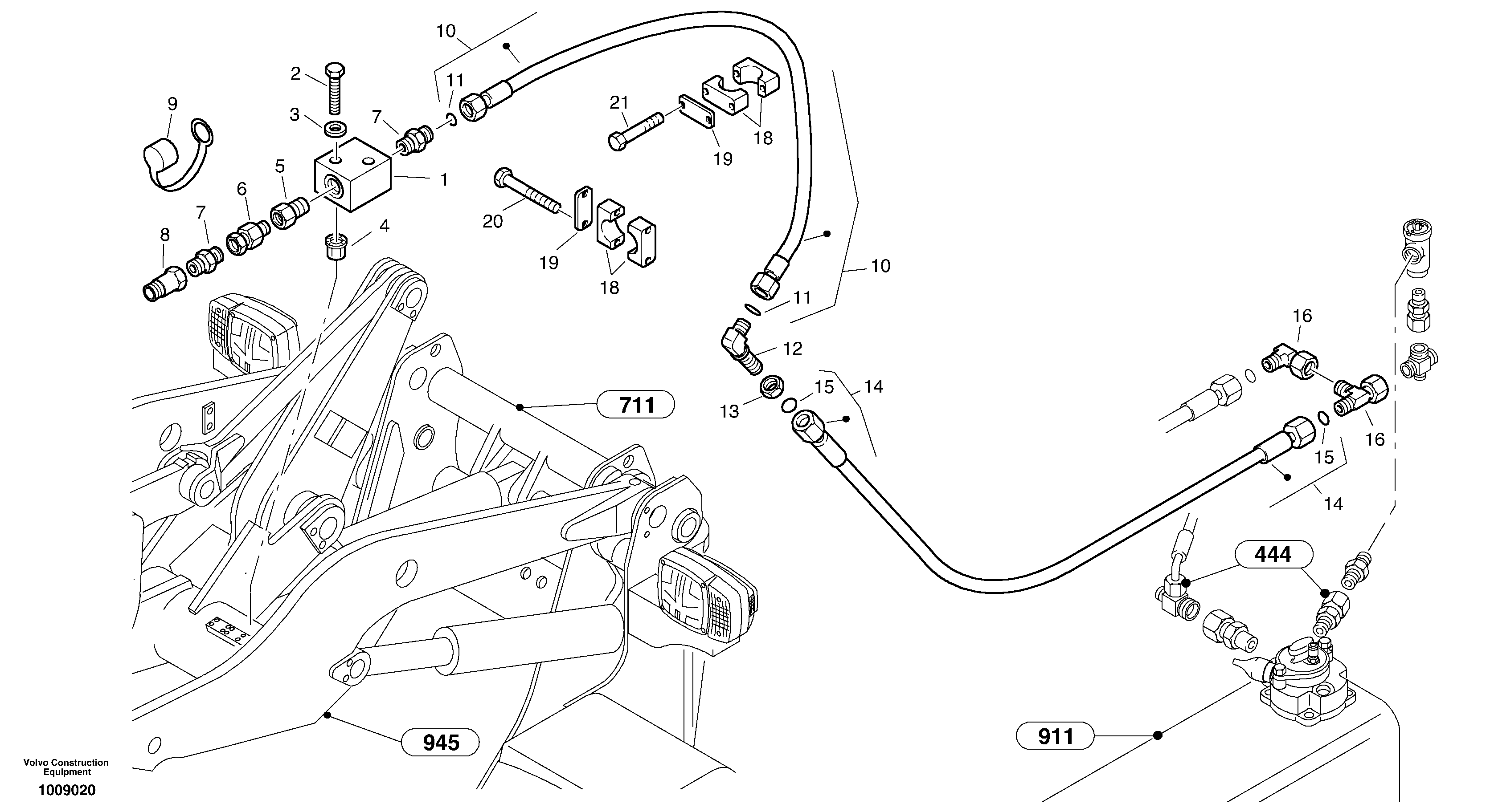 Схема запчастей Volvo L35B - 19710 Leakage line - Option L35B S/N186/187/188/1893000 - 6000