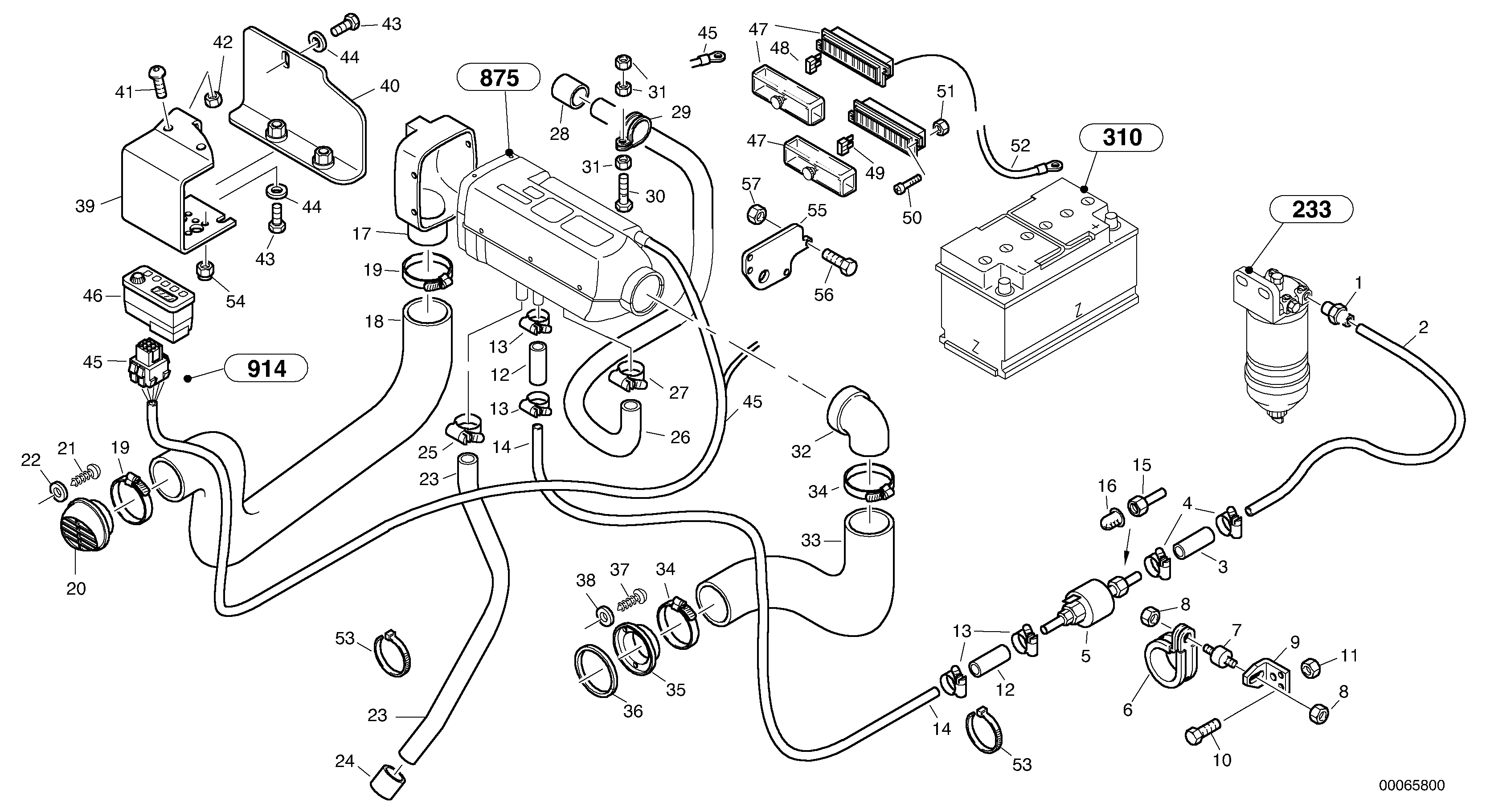 Схема запчастей Volvo L35B - 53207 Heater - Assembly, D1 L35B TYPE 186, 187, 188, 189 SER NO - 2999