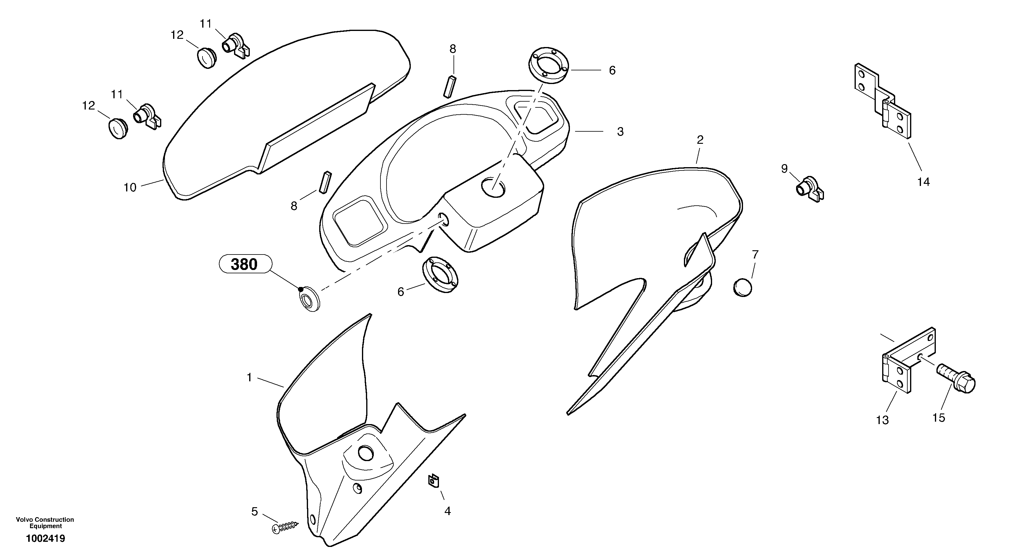 Схема запчастей Volvo L35B - 8442 Dash board-canopy L35B TYPE 186, 187, 188, 189 SER NO - 2999