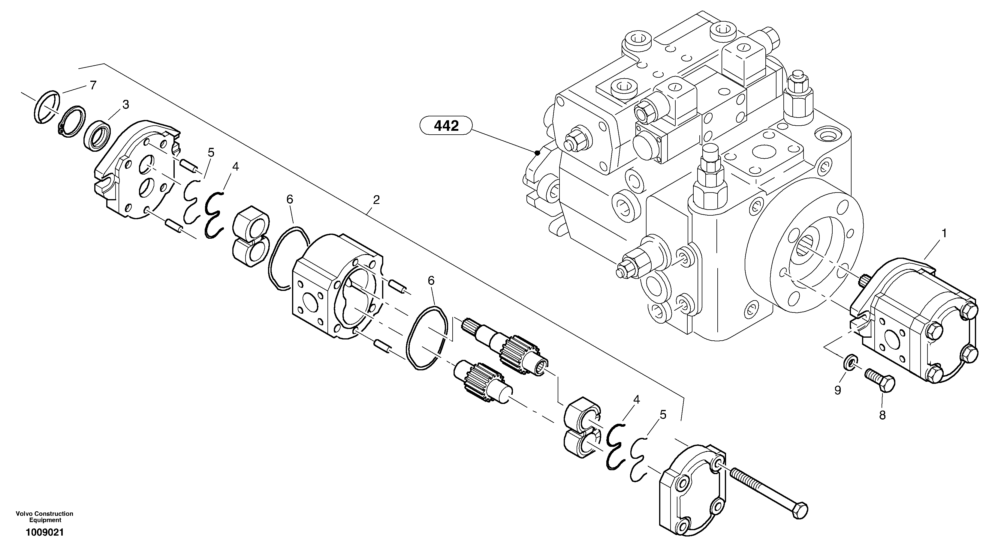 Схема запчастей Volvo L35B - 43 Pump - working hydraulic L35B S/N186/187/188/1893000 - 6000