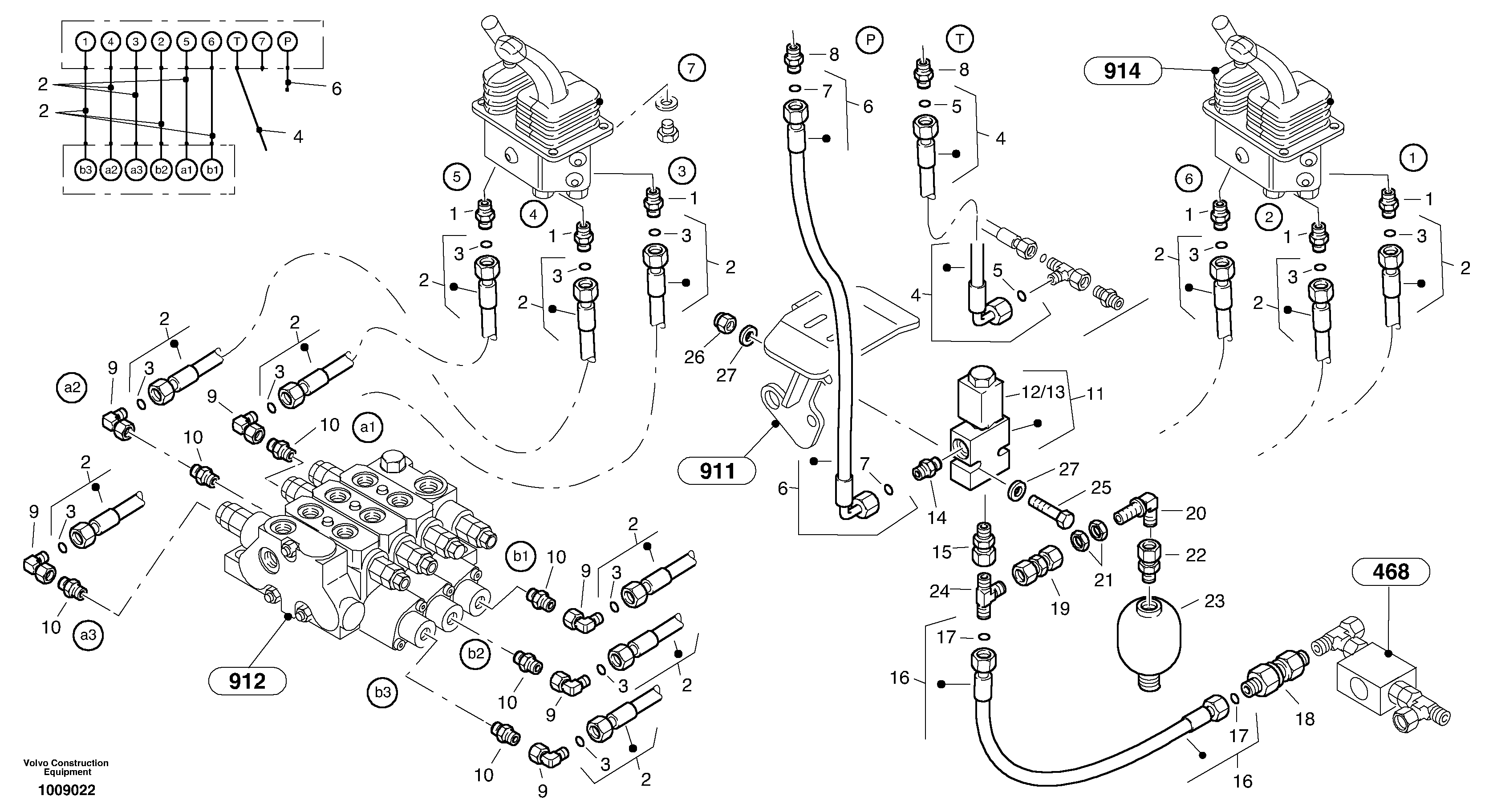 Схема запчастей Volvo L35B - 60794 Lines - servo control L35B S/N186/187/188/1893000 - 6000