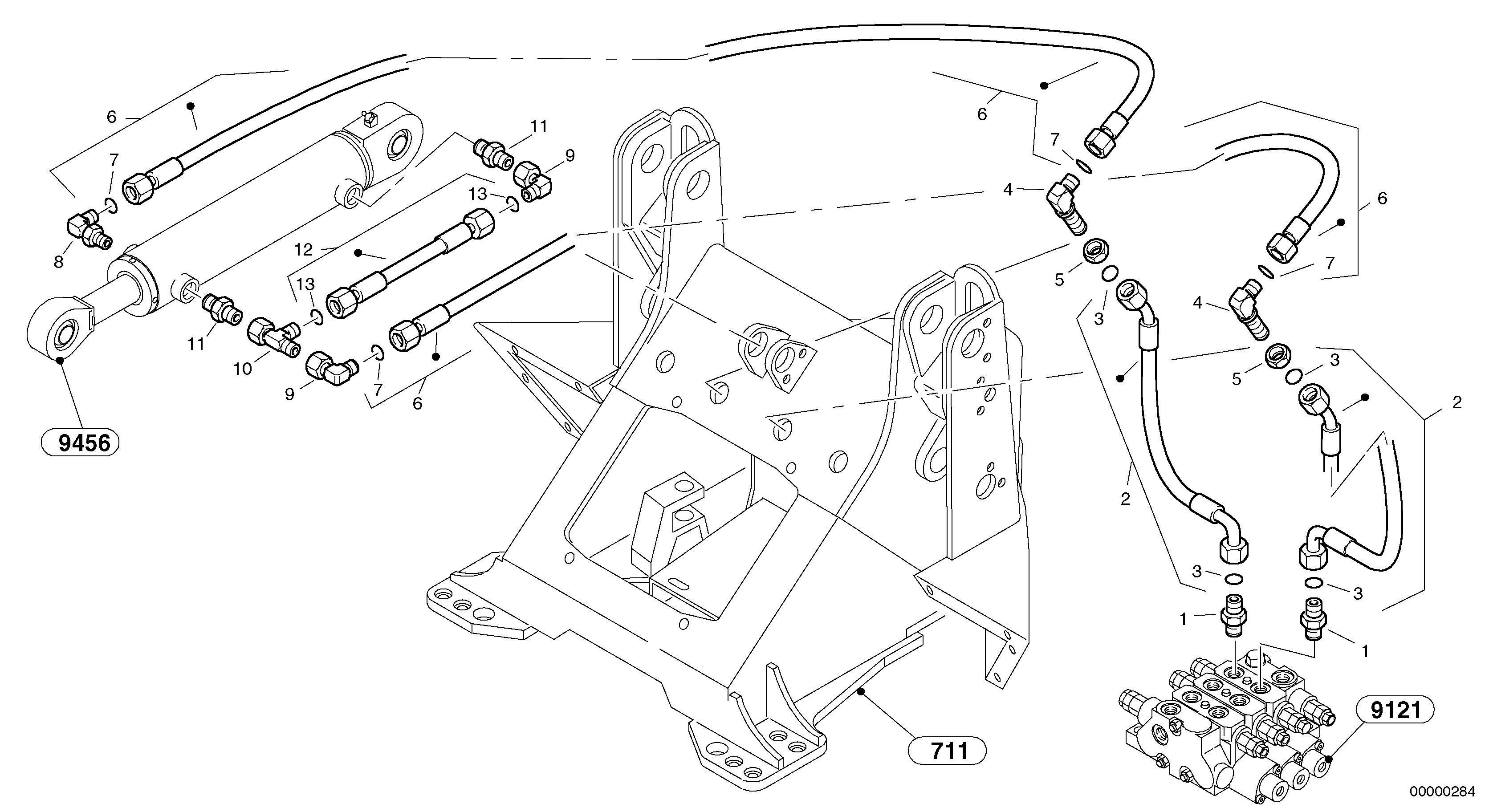 Схема запчастей Volvo L35B - 62119 Hydraulic lines - tilt hydraulic L35B TYPE 186, 187, 188, 189 SER NO - 2999