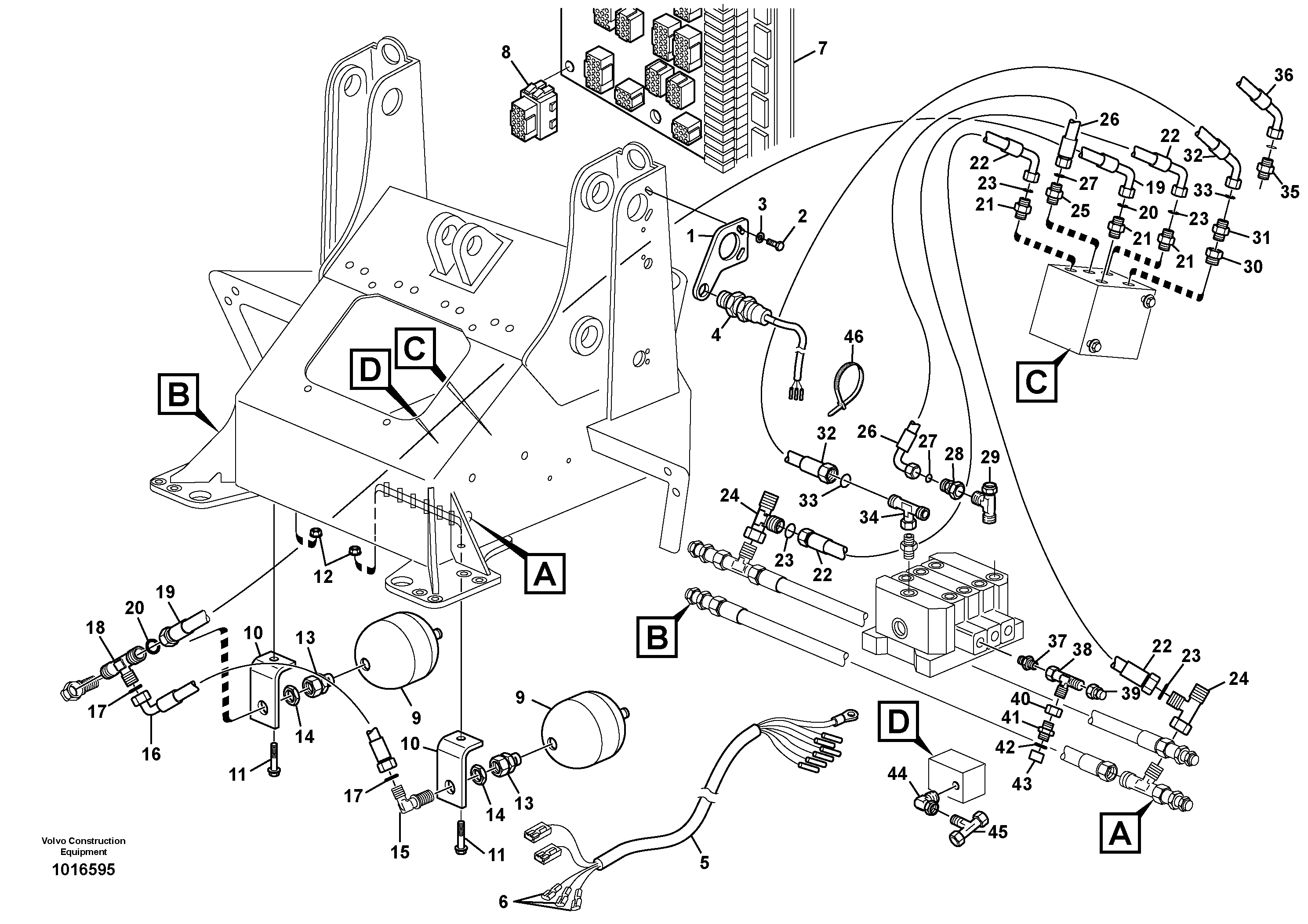 Схема запчастей Volvo L35B - 19736 Boom suspension system (BSS) L35B S/N186/187/188/1893000 - 6000