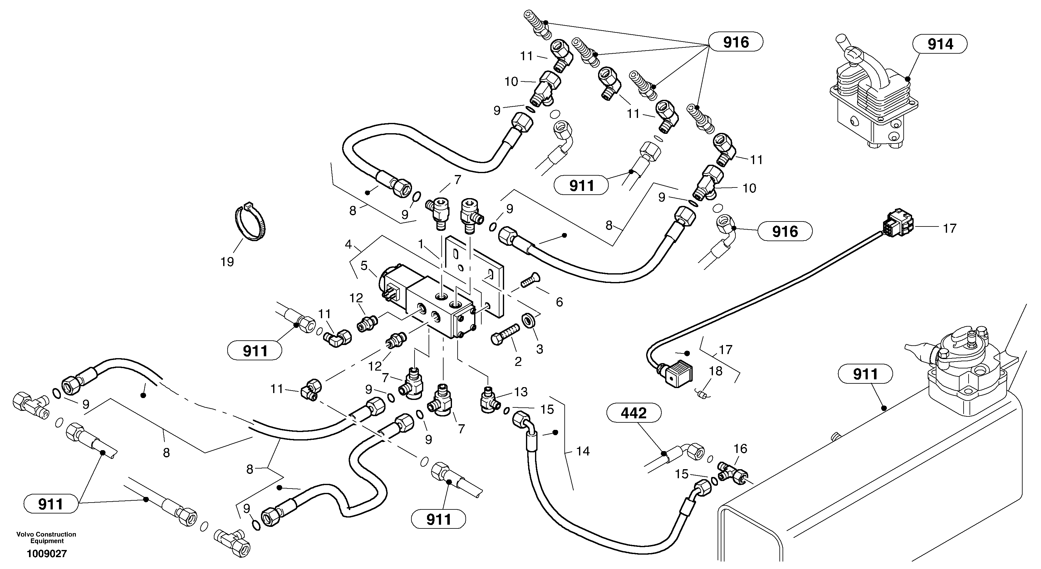 Схема запчастей Volvo L35B - 19740 Hydraulic function - Nr. 3 L35B S/N186/187/188/1893000 - 6000