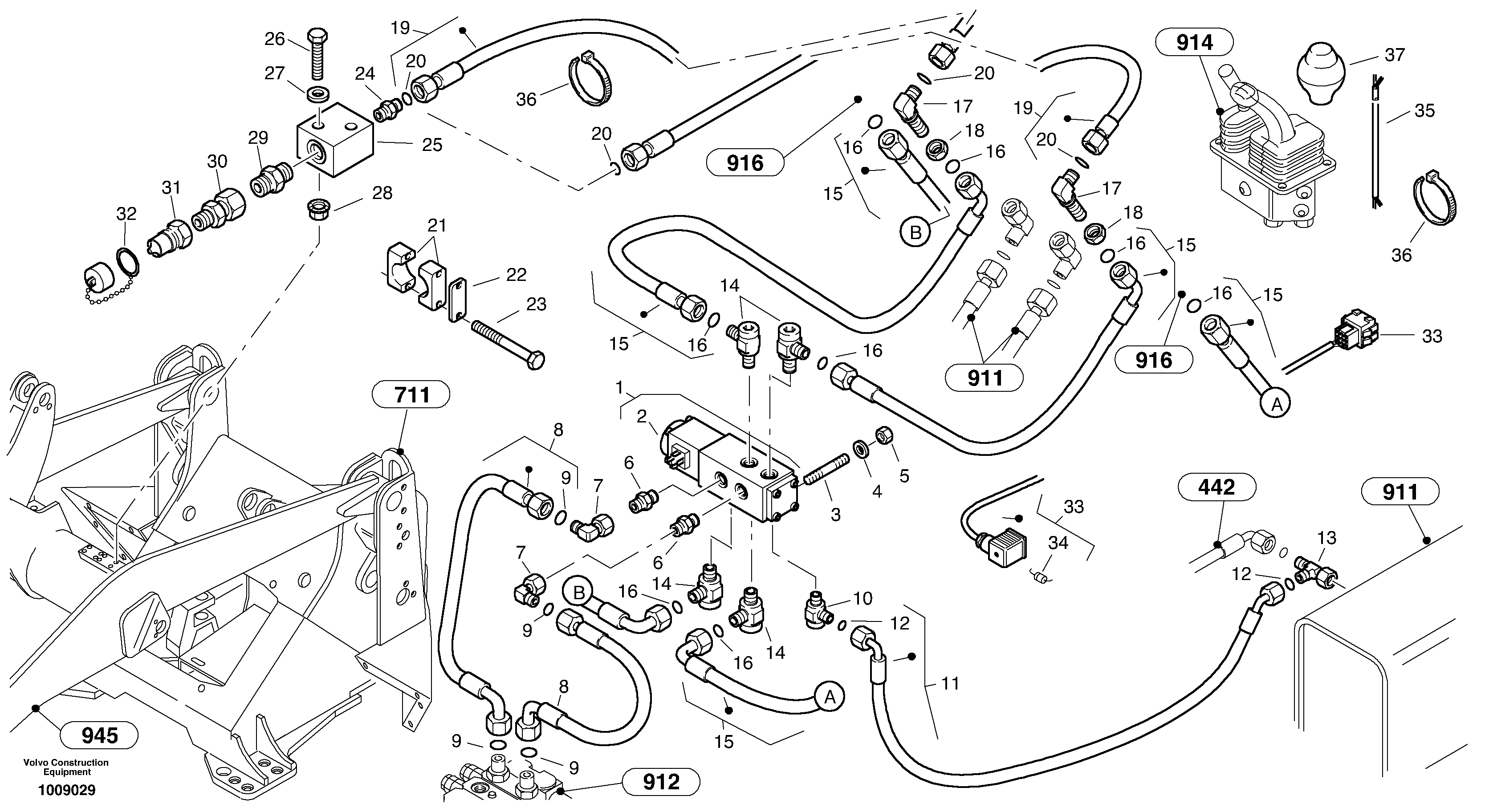 Схема запчастей Volvo L35B - 20434 Hydraulic function - Nr. 4 L35B S/N186/187/188/1893000 - 6000