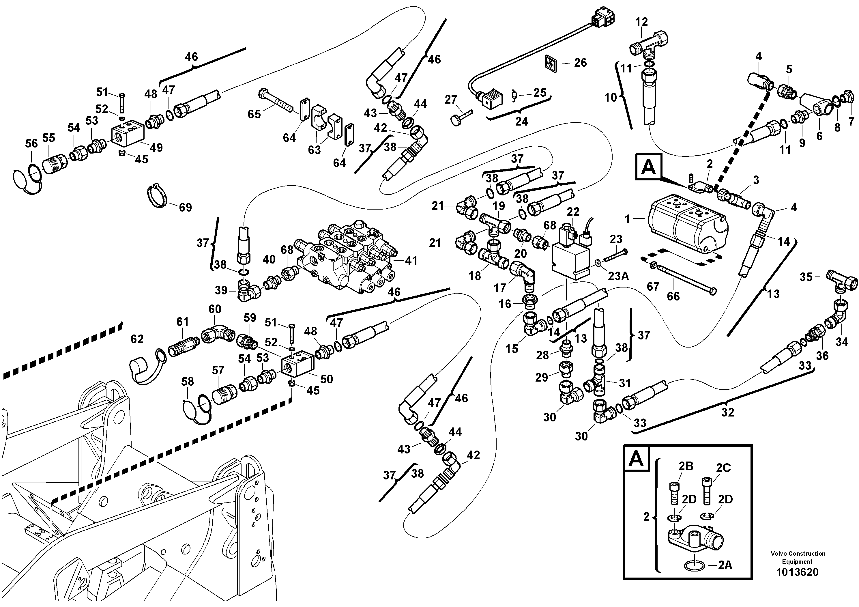 Схема запчастей Volvo L35B - 57325 Auxil. pomp with lines L35B S/N186/187/188/1893000 - 6000