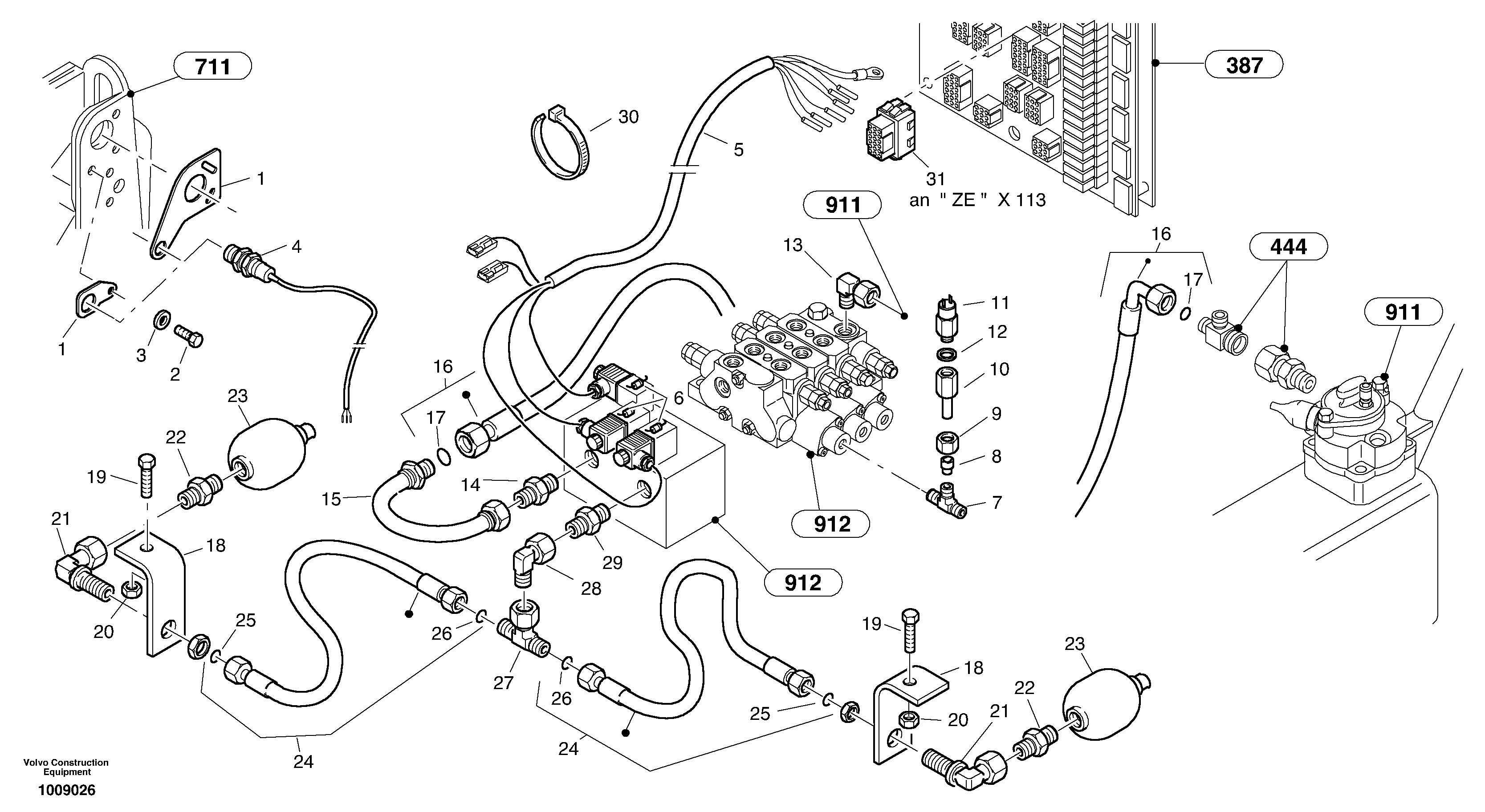 Схема запчастей Volvo L35B - 57397 Boom suspension system (BSS) L35B S/N186/187/188/1893000 - 6000