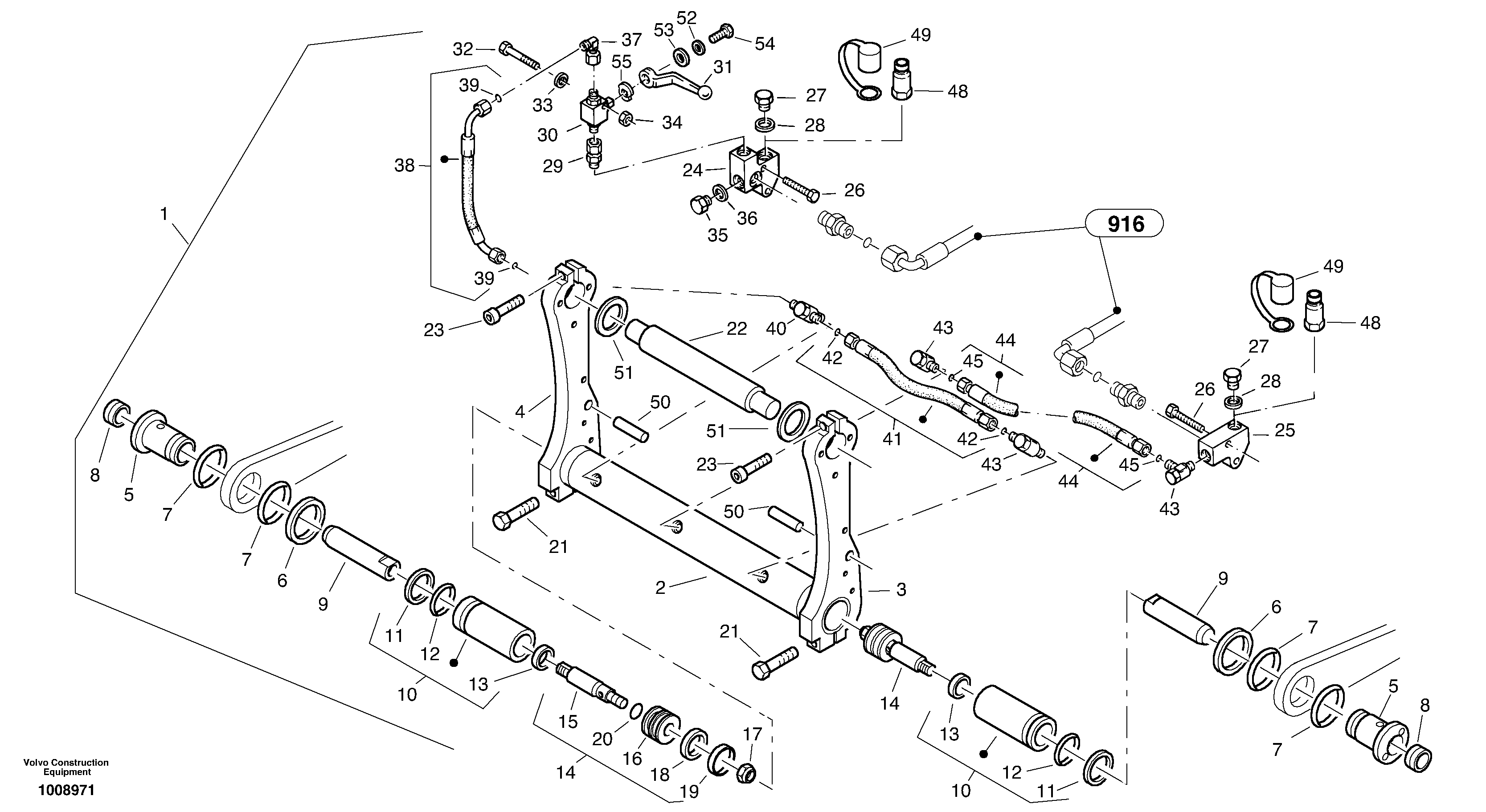 Схема запчастей Volvo L35B - 43477 Attachment mounting plate - Quick change, hydraulic - TPZ L35B S/N186/187/188/1893000 - 6000