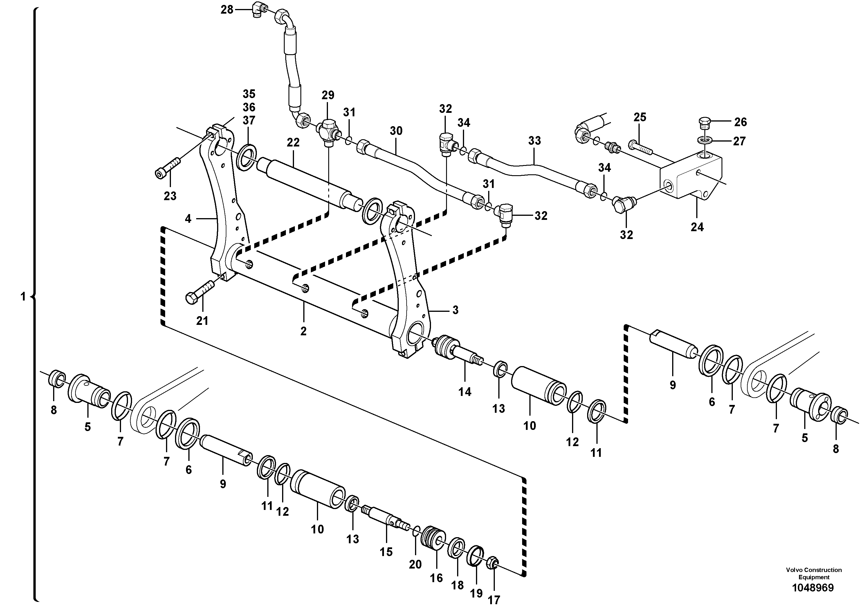 Схема запчастей Volvo L35B - 43481 Attachment mounting plate - Quick change, hydraulic - TPZ L35B S/N186/187/188/1893000 - 6000