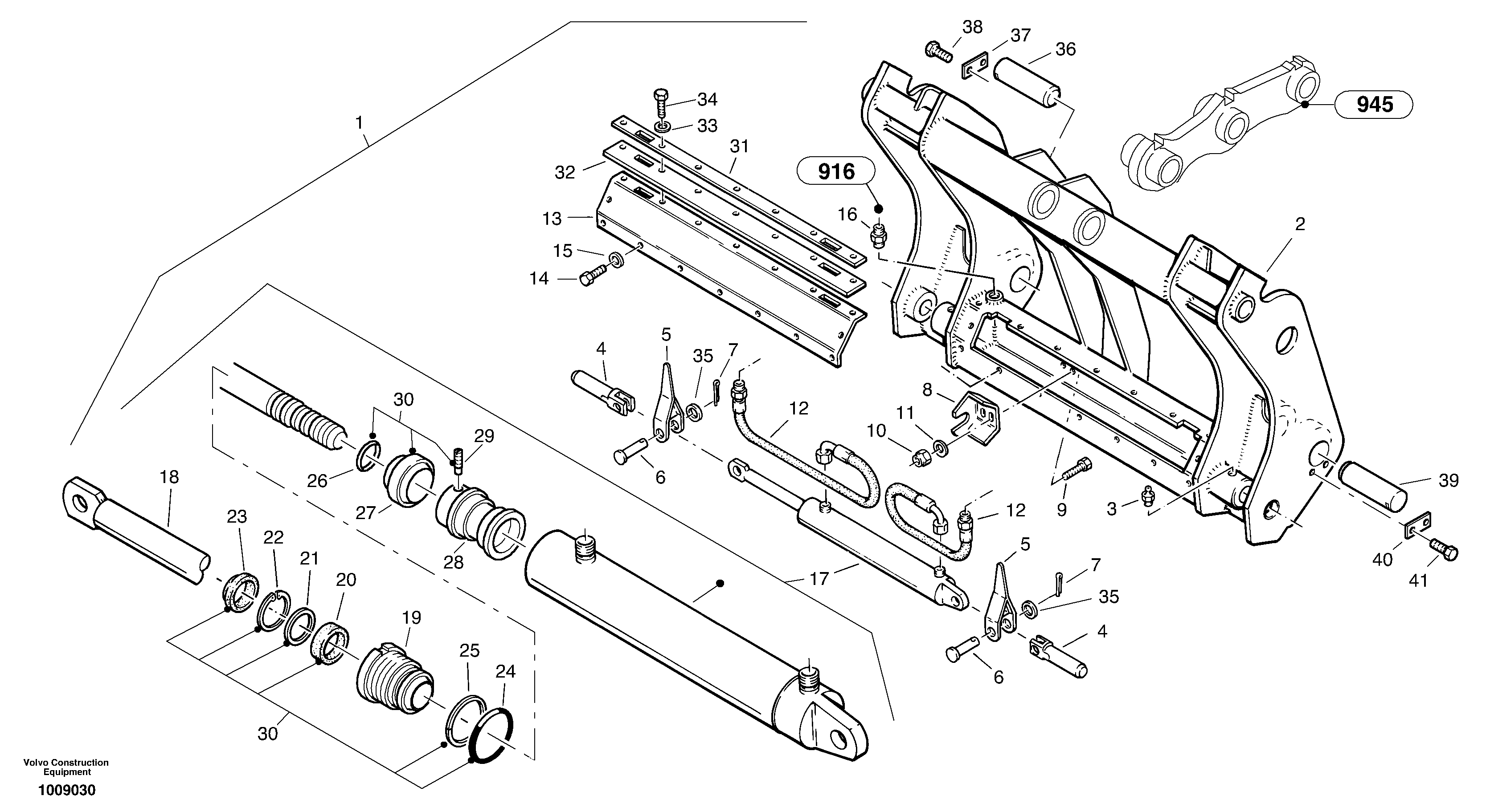 Схема запчастей Volvo L35B - 650 Attachment mounting plate - Quick change, hydraulic - TPV L35B S/N186/187/188/1893000 - 6000