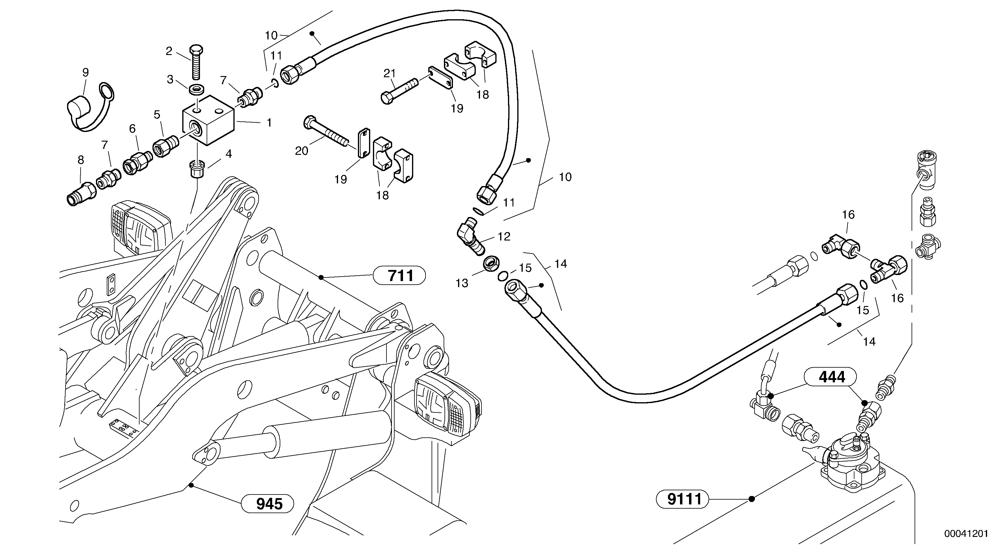 Схема запчастей Volvo L35B - 55910 Leakage line - Option L35B TYPE 186, 187, 188, 189 SER NO - 2999