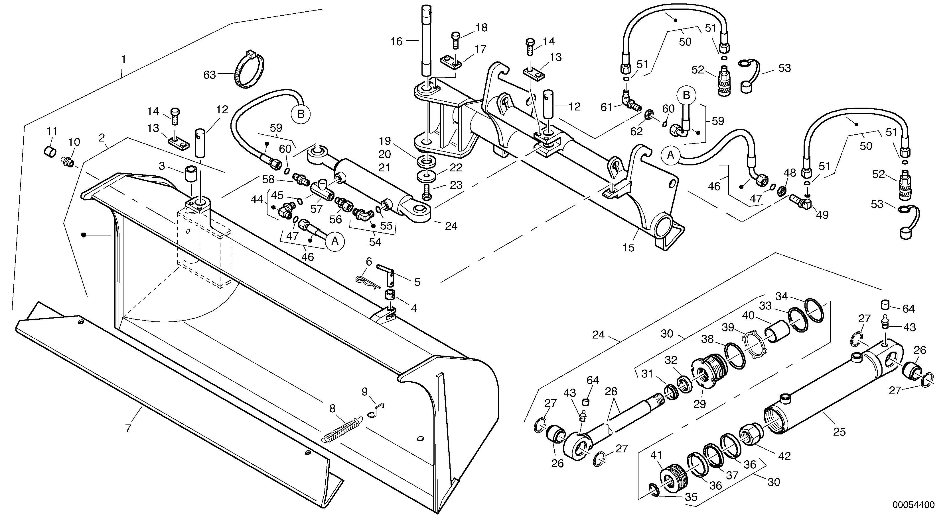 Схема запчастей Volvo L35B - 20451 Side tip bucket L35B S/N186/187/188/1893000 - 6000