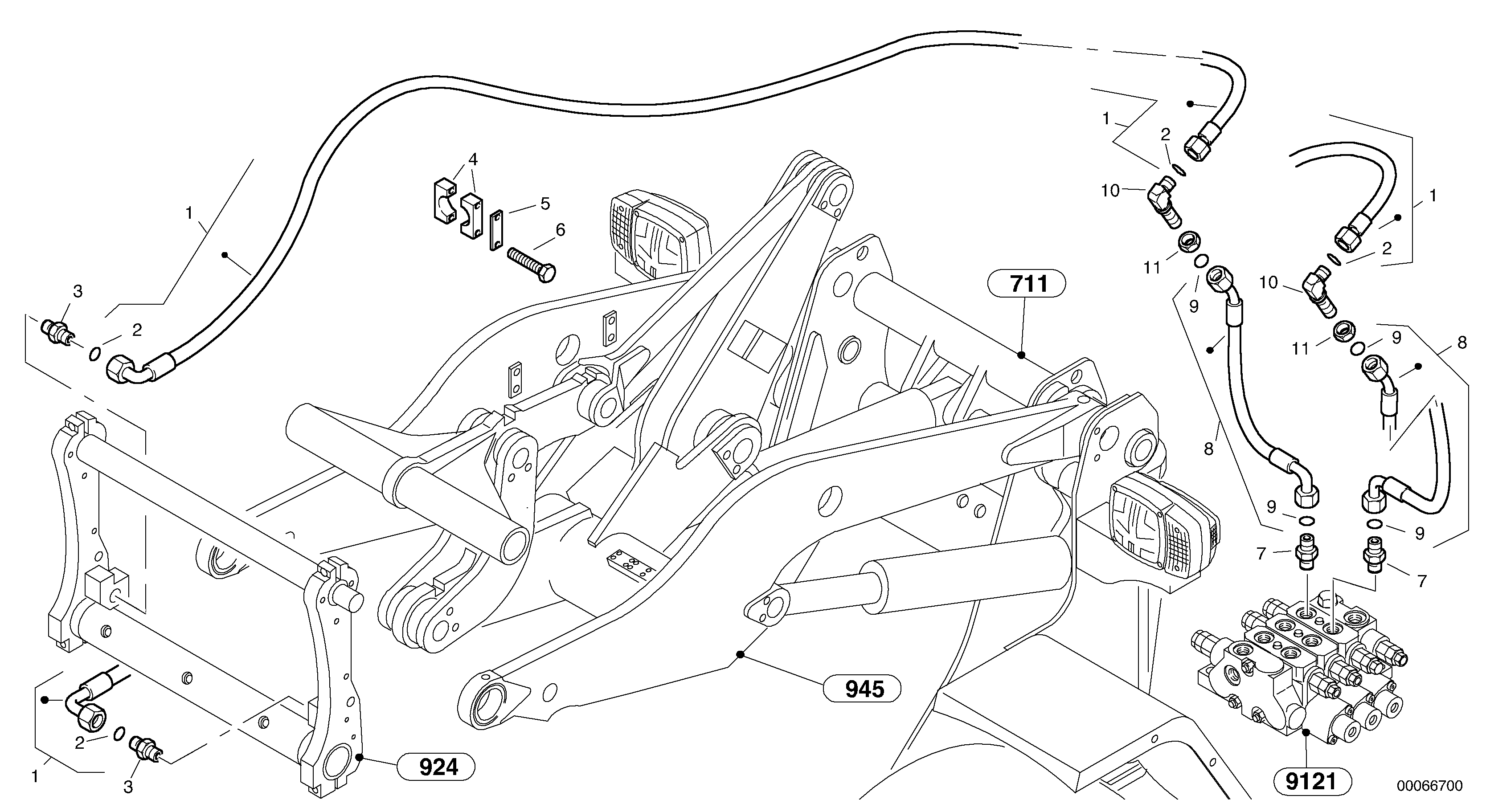 Схема запчастей Volvo L35B - 22216 Lines to attachment mounting plate - TPZ L35B TYPE 186, 187, 188, 189 SER NO - 2999