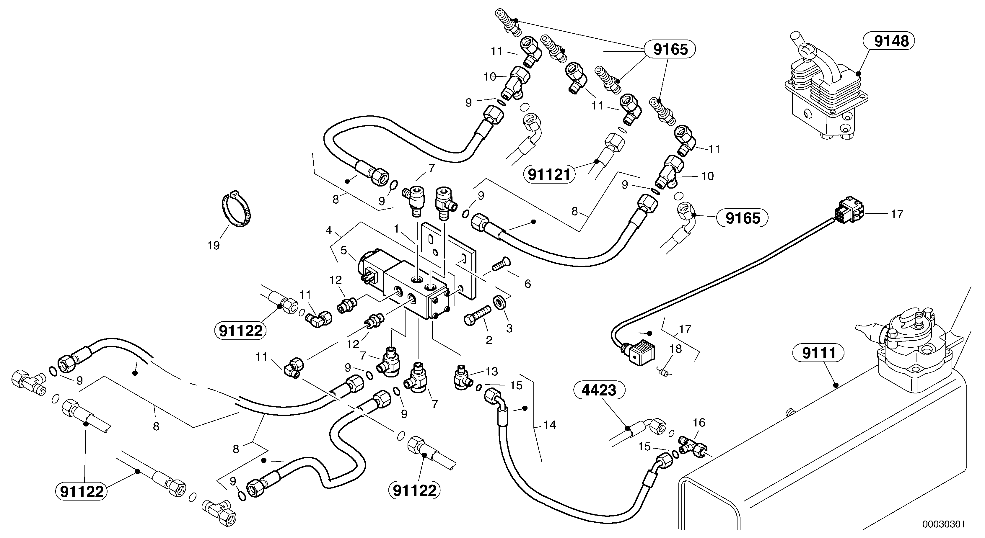 Схема запчастей Volvo L35B - 16028 Hydraulic function - Nr. 3 L35B TYPE 186, 187, 188, 189 SER NO - 2999