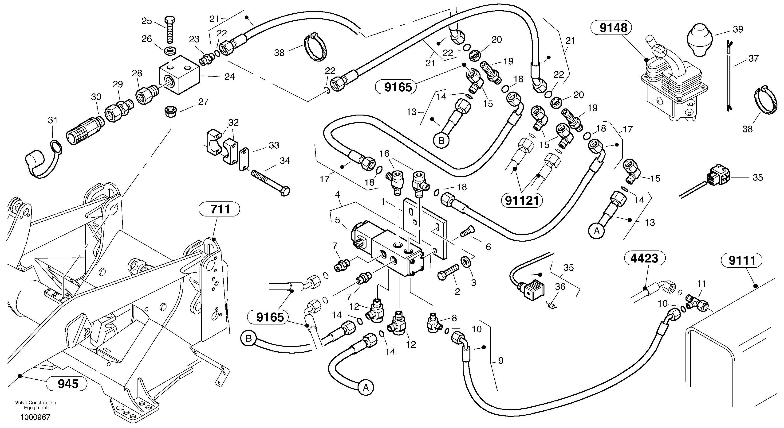 Схема запчастей Volvo L35B - 55918 Hydraulic function - Nr. 4 L35B TYPE 186, 187, 188, 189 SER NO - 2999