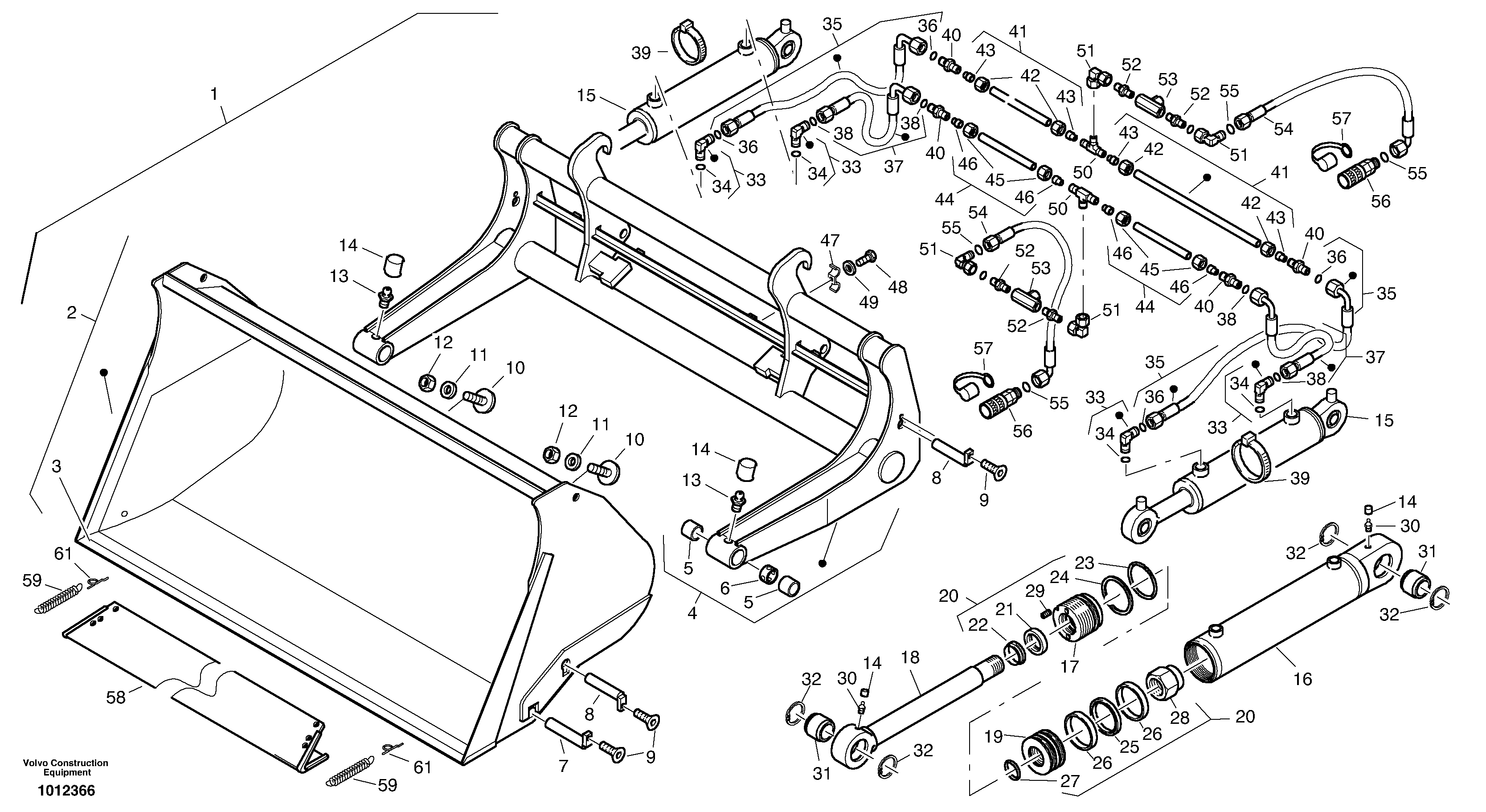 Схема запчастей Volvo L35B - 58916 Tipping bucket - TPZ L35B S/N186/187/188/1893000 - 6000