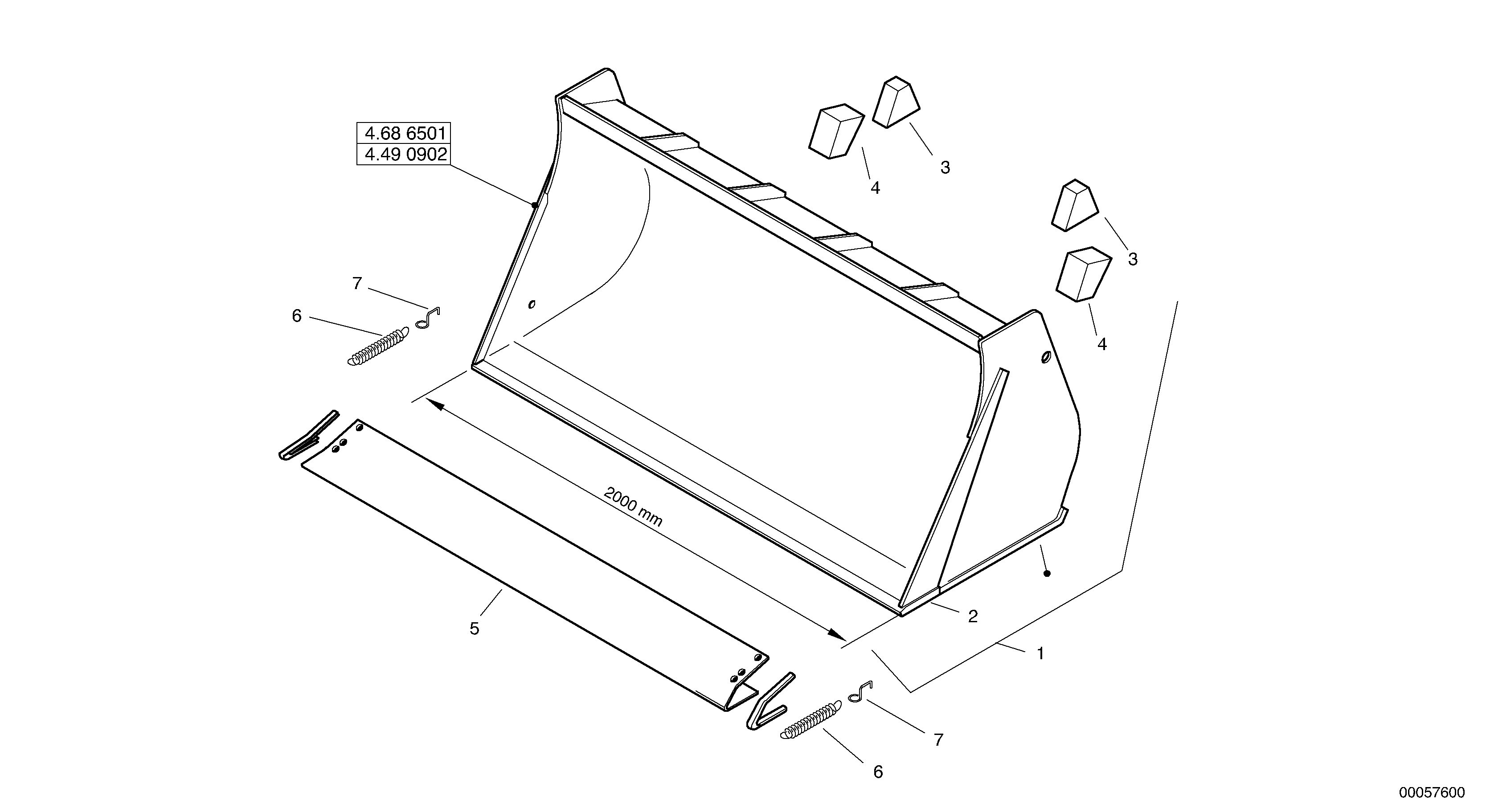 Схема запчастей Volvo L35B - 658 Bucket without teeth - TPZ L35B S/N186/187/188/1893000 - 6000
