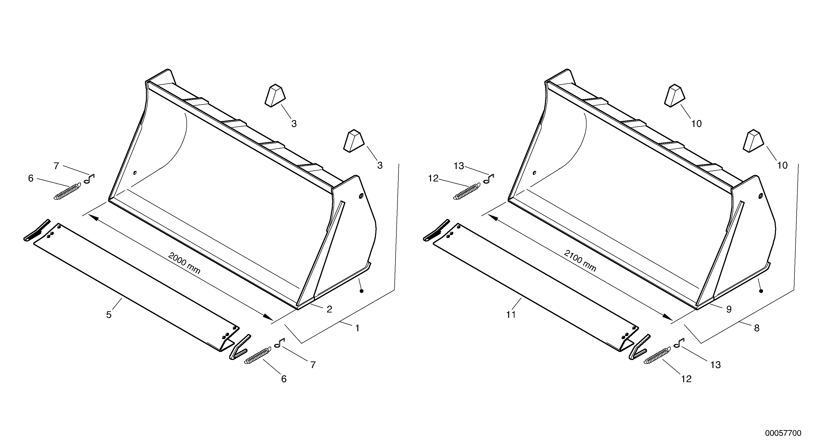 Схема запчастей Volvo L35B - 23672 Bucket without teeth - TPV L35B TYPE 186, 187, 188, 189 SER NO - 2999