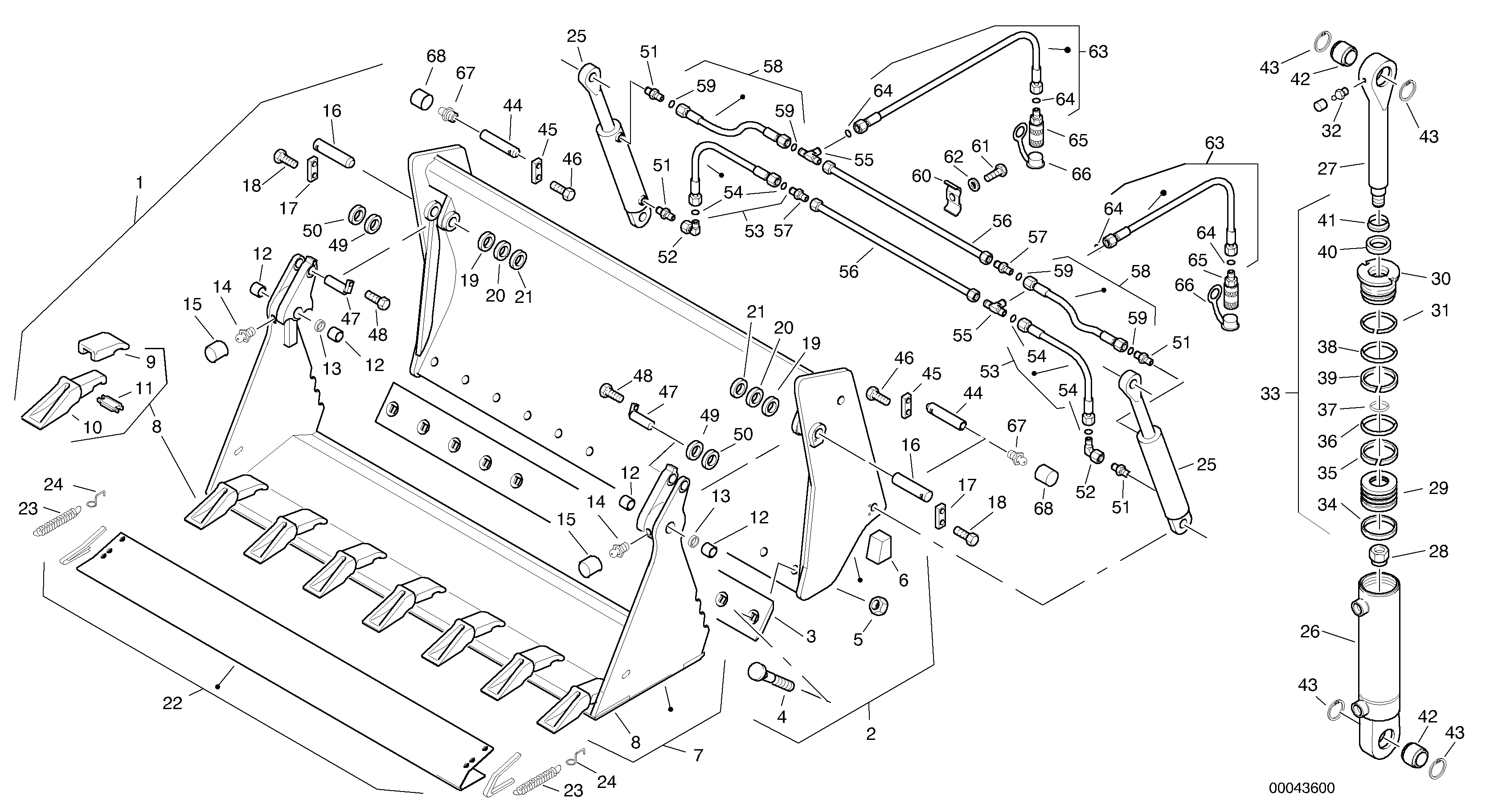 Схема запчастей Volvo L35B - 670 Combined bucket - TPZ without teeth L35B S/N186/187/188/1893000 - 6000