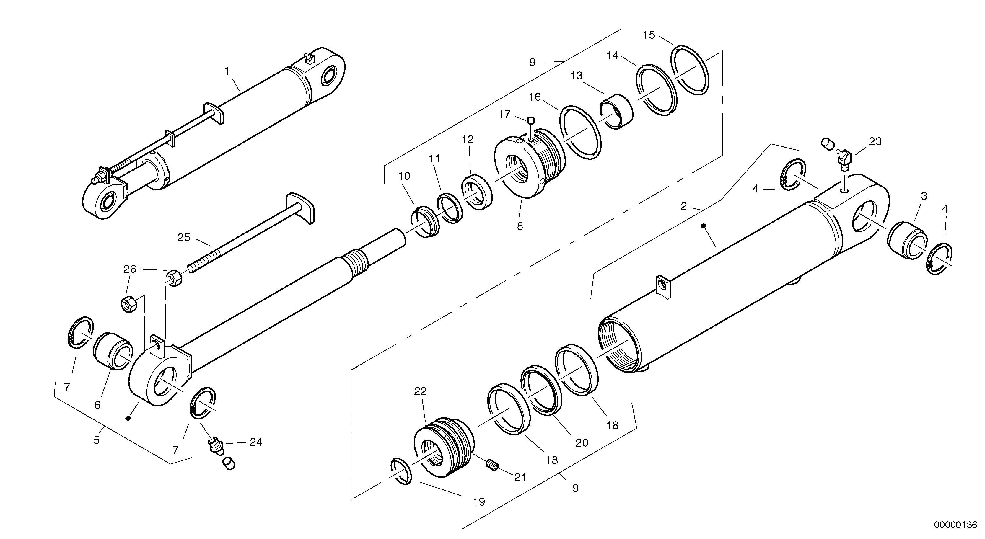 Схема запчастей Volvo L35B - 32685 Цилиндр подъема (наклона) кузова L35B S/N186/187/188/1893000 - 6000