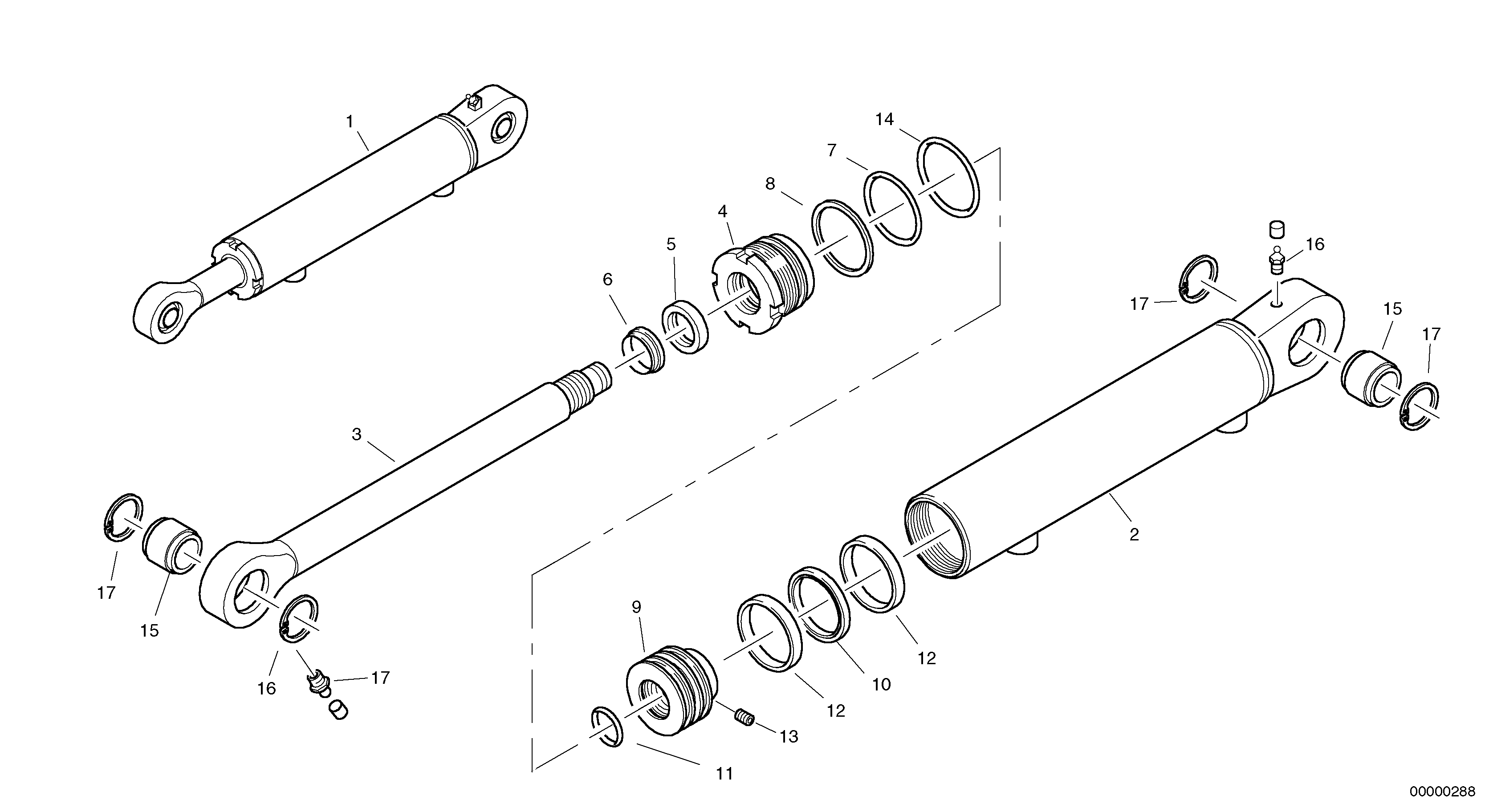 Схема запчастей Volvo L35B - 15958 Гидроцилиндр (цилиндр) подъемный L35B TYPE 186, 187, 188, 189 SER NO - 2999