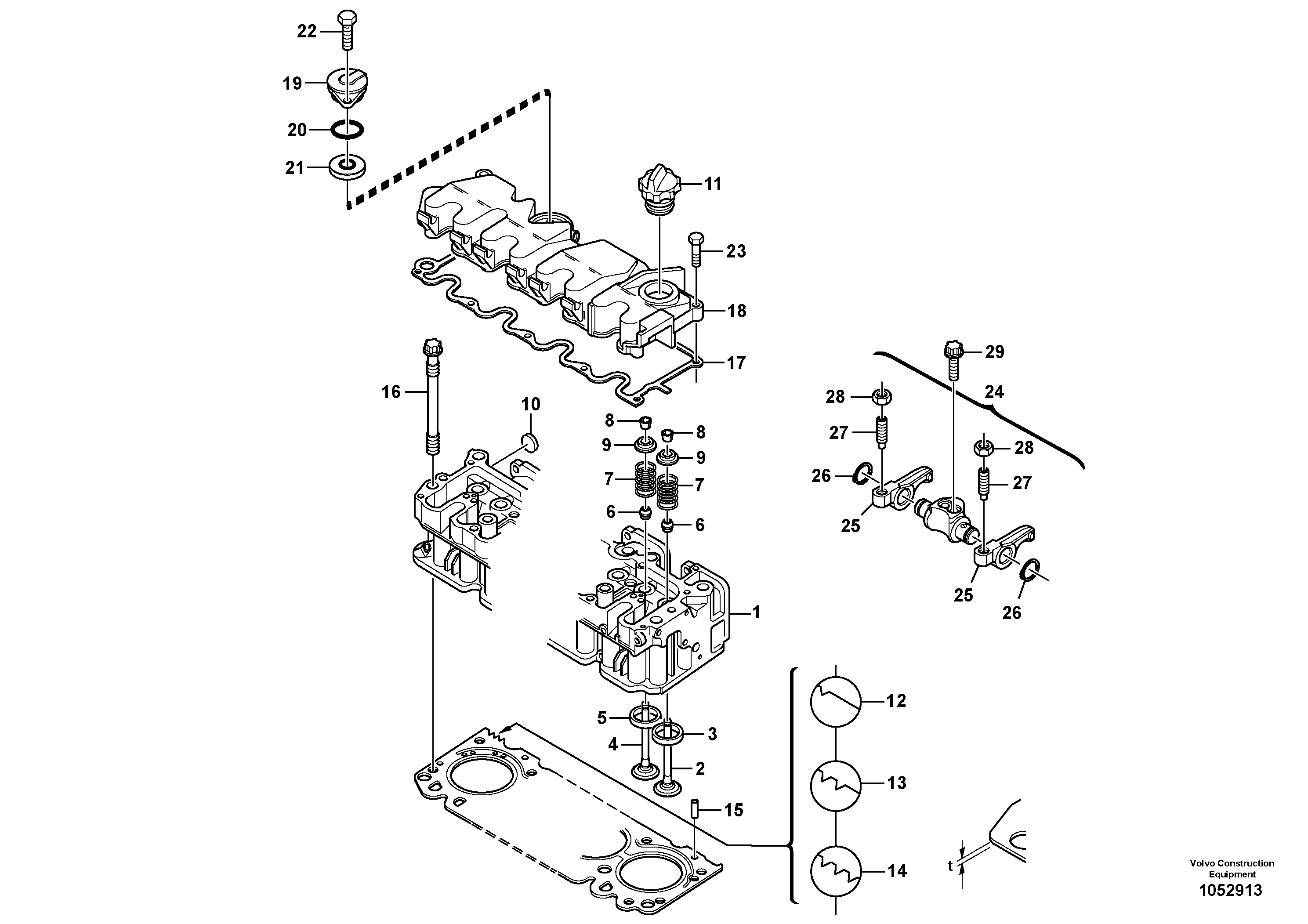 Схема запчастей Volvo L35B - 45905 Cylinder head, timing gears L35B S/N186/187/188/1893000 - 6000