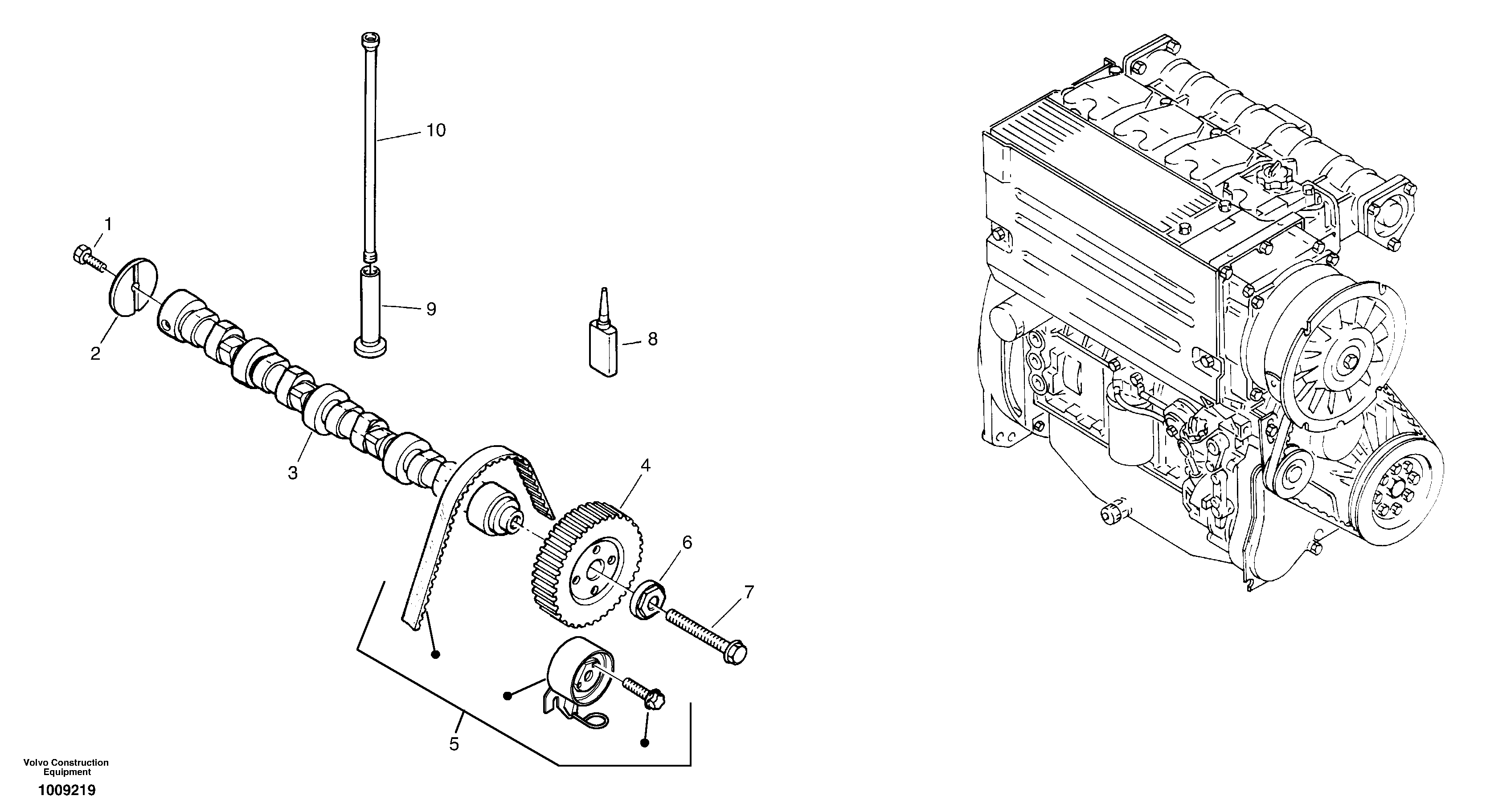Схема запчастей Volvo L35B - 46158 Распредвал L35B S/N186/187/188/1893000 - 6000