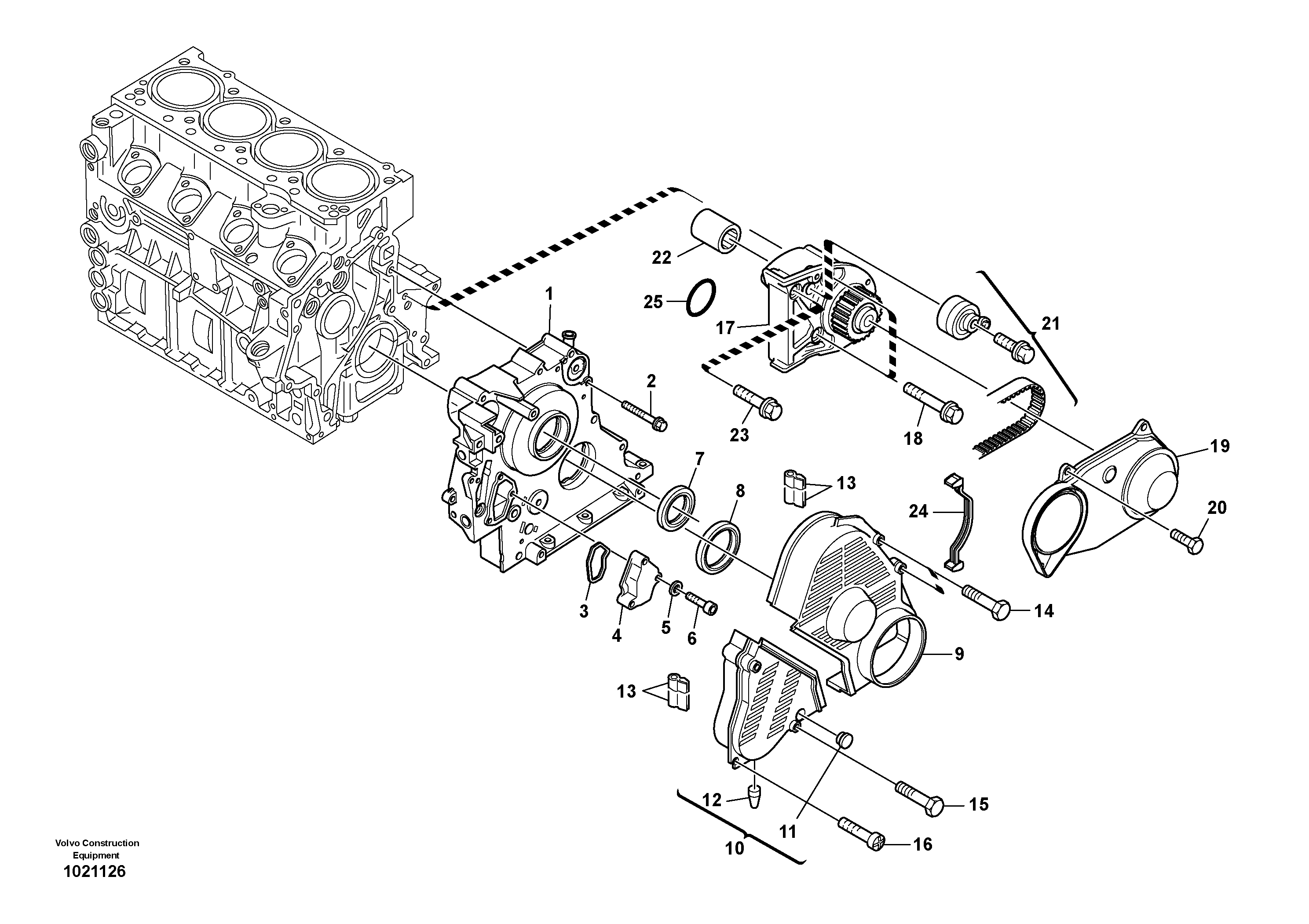 Схема запчастей Volvo L35B - 46159 Timing gear housing (front cover) L35B S/N186/187/188/1893000 - 6000