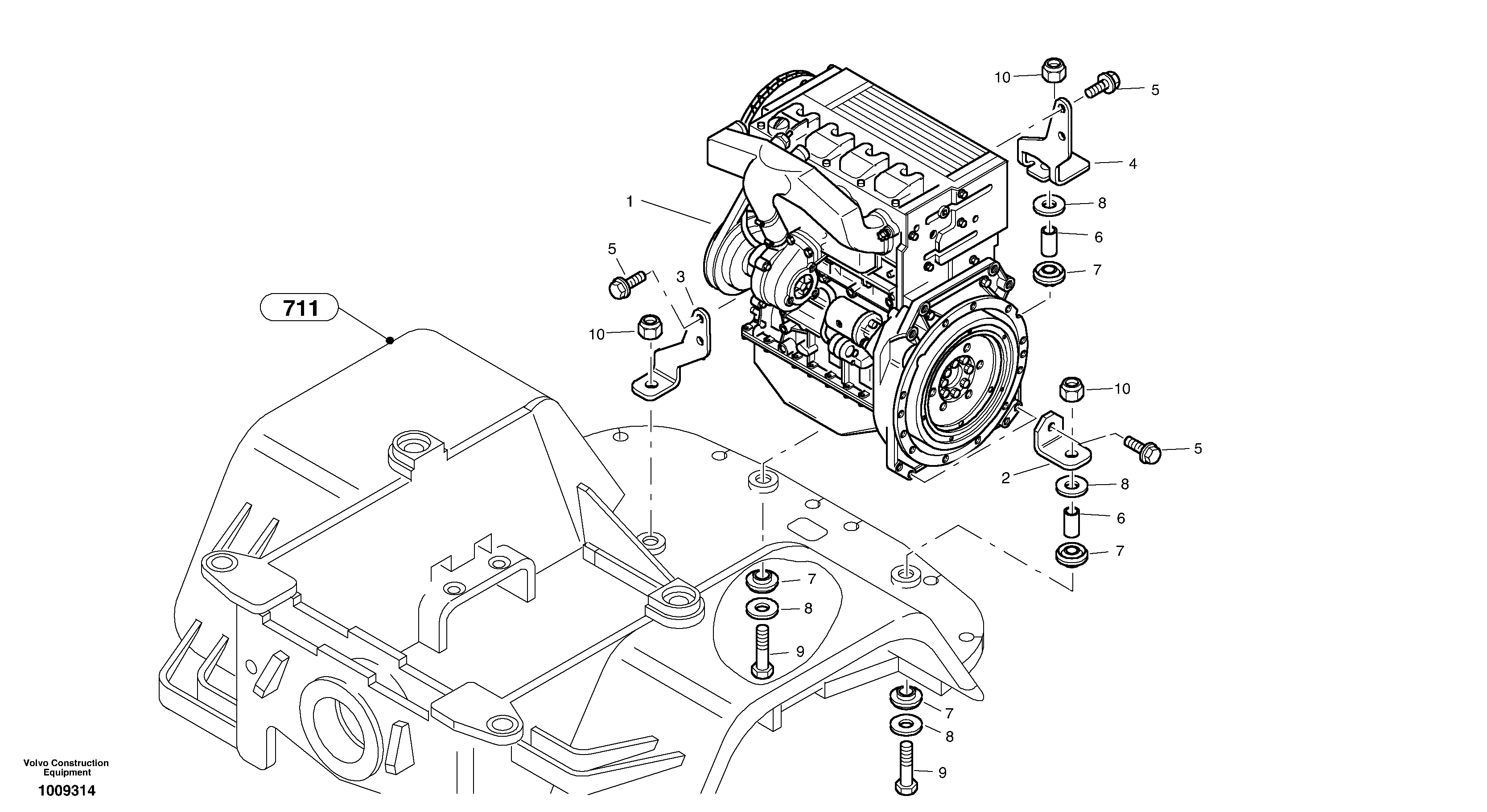 Схема запчастей Volvo L35B - 21649 Двигатель в сборе L35B S/N186/187/188/1893000 - 6000