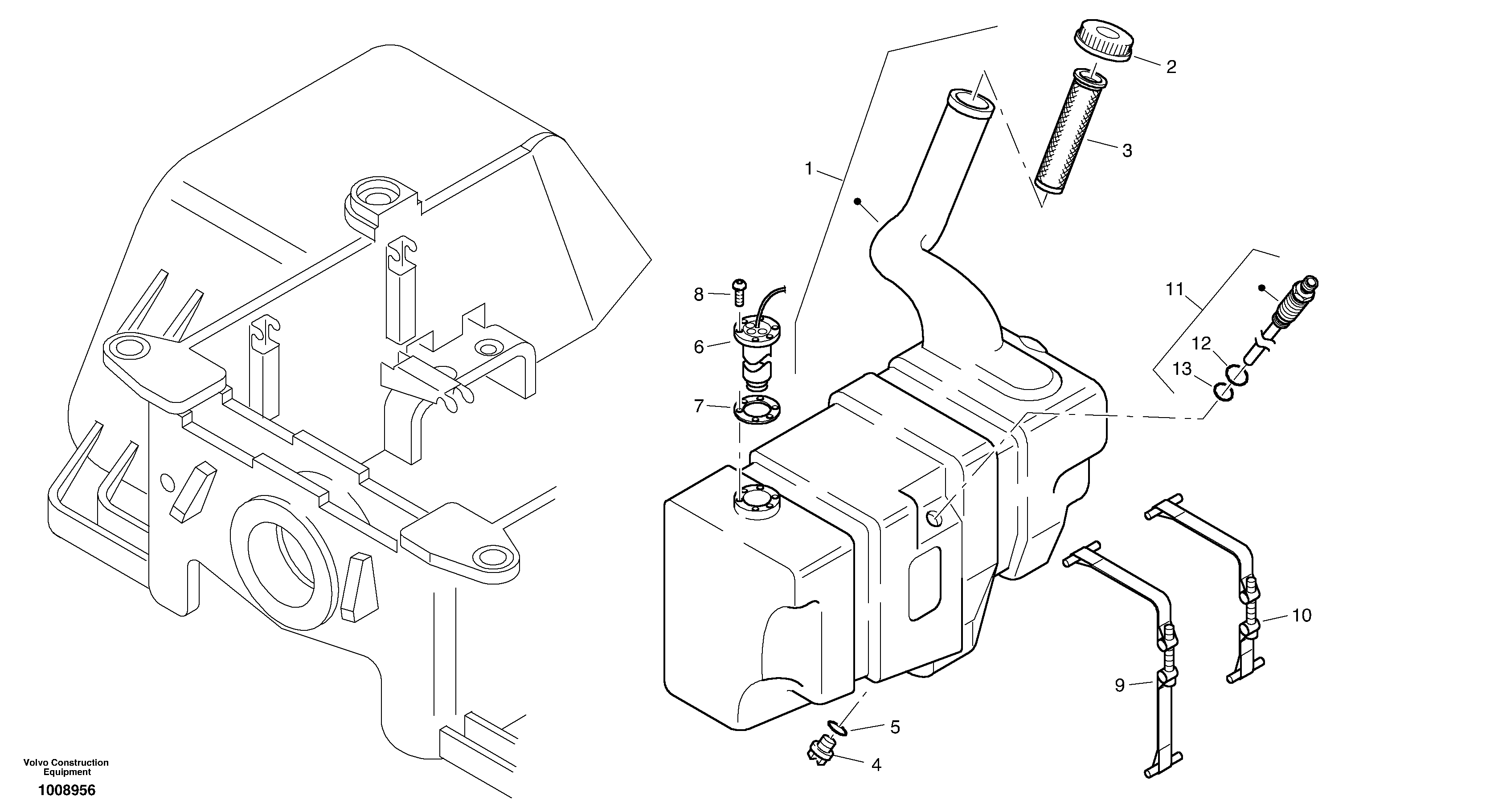 Схема запчастей Volvo L35B - 27745 Топливный бак (бензобак) L35B S/N186/187/188/1893000 - 6000
