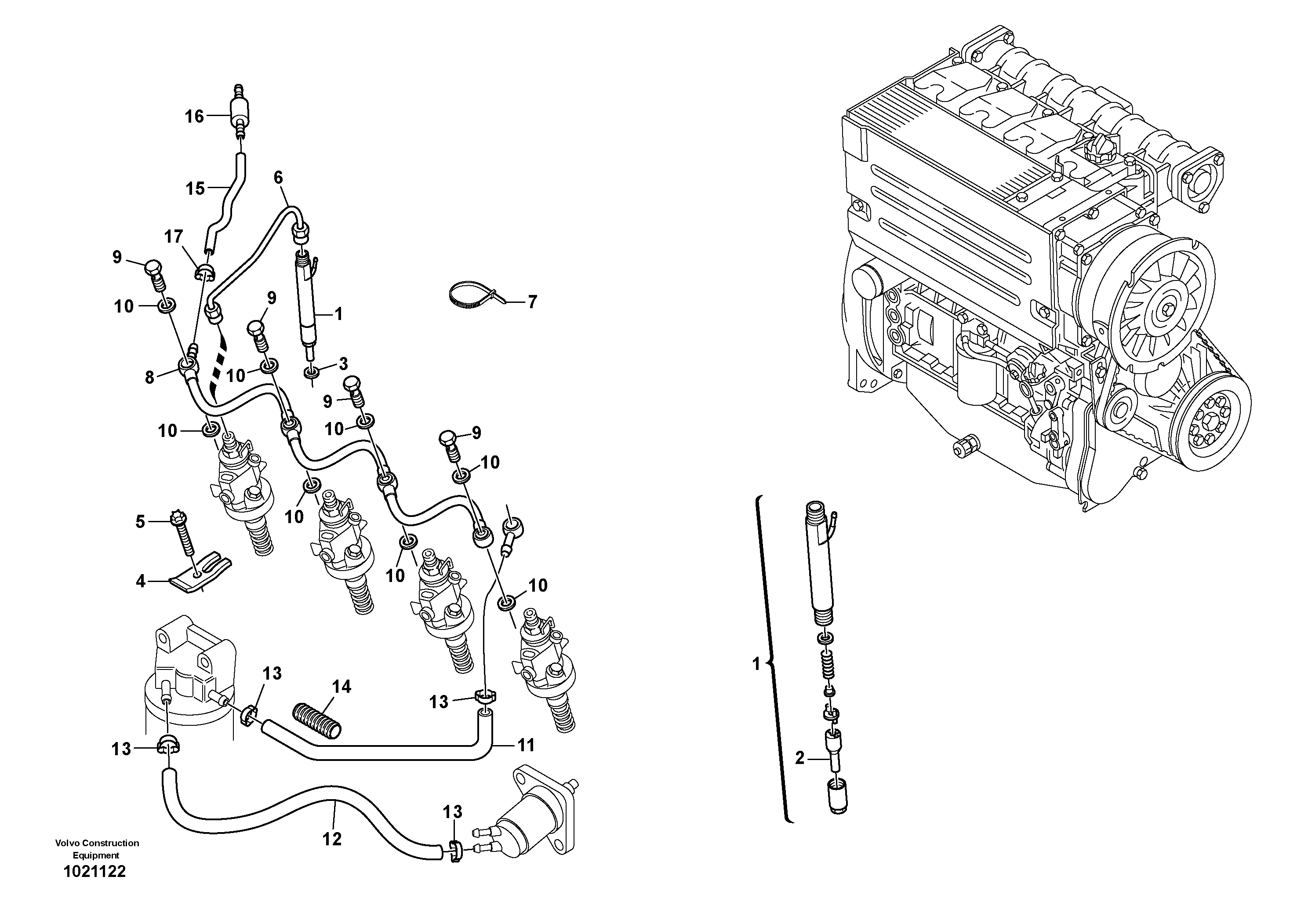 Схема запчастей Volvo L35B - 27775 Injection pipes, Injection valve L35B S/N186/187/188/1893000 - 6000