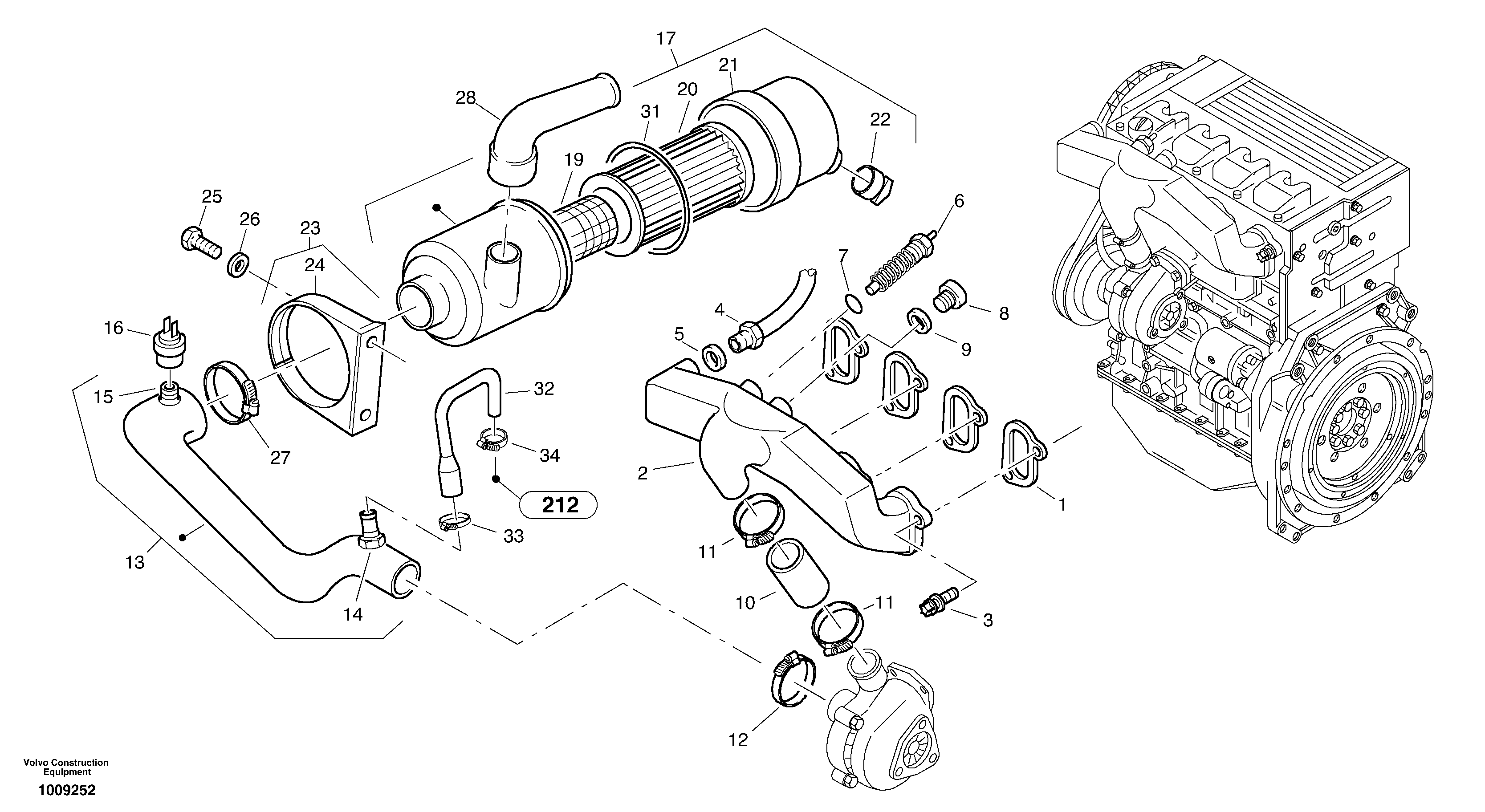 Схема запчастей Volvo L35B - 78103 Suction system, filter L35B S/N186/187/188/1893000 - 6000