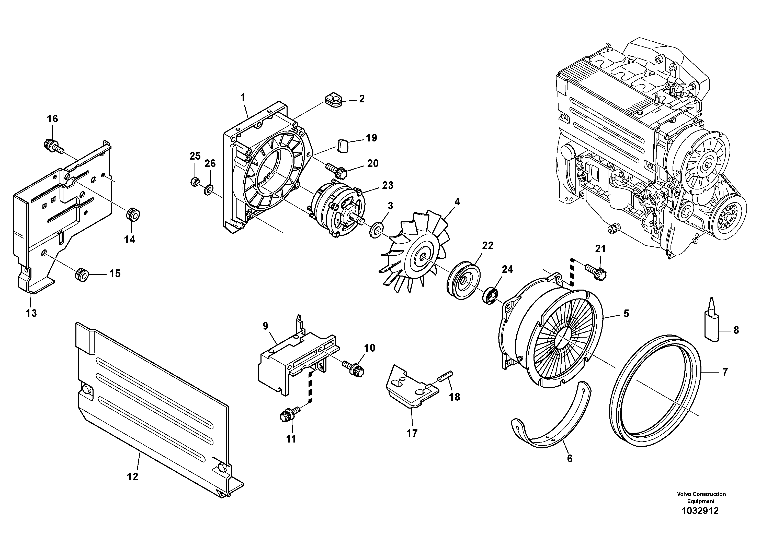Схема запчастей Volvo L35B - 91146 Fan, Blower casing L35B S/N186/187/188/1893000 - 6000