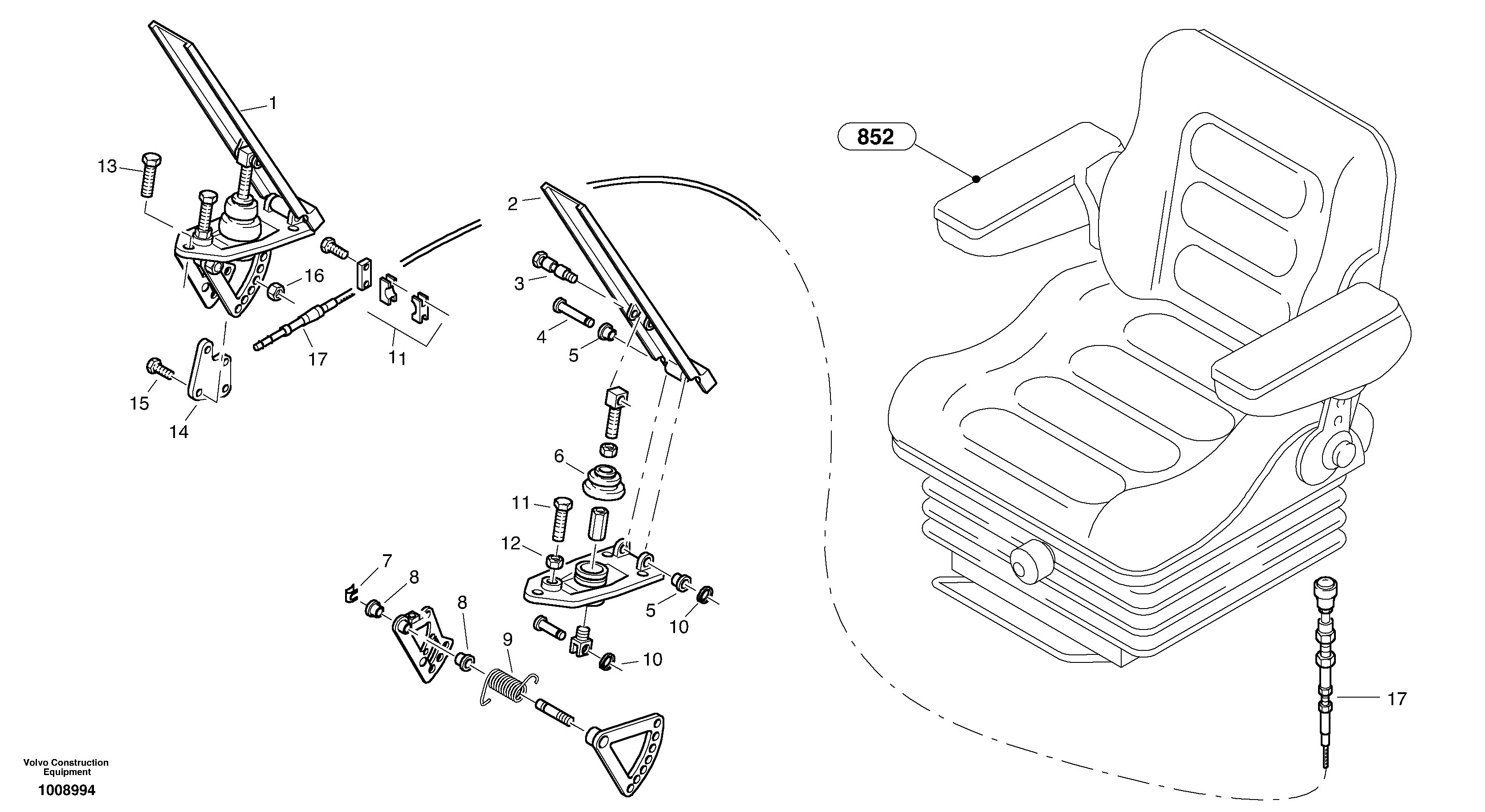 Схема запчастей Volvo L35B - 100506 Hand throttle L35B S/N186/187/188/1893000 - 6000