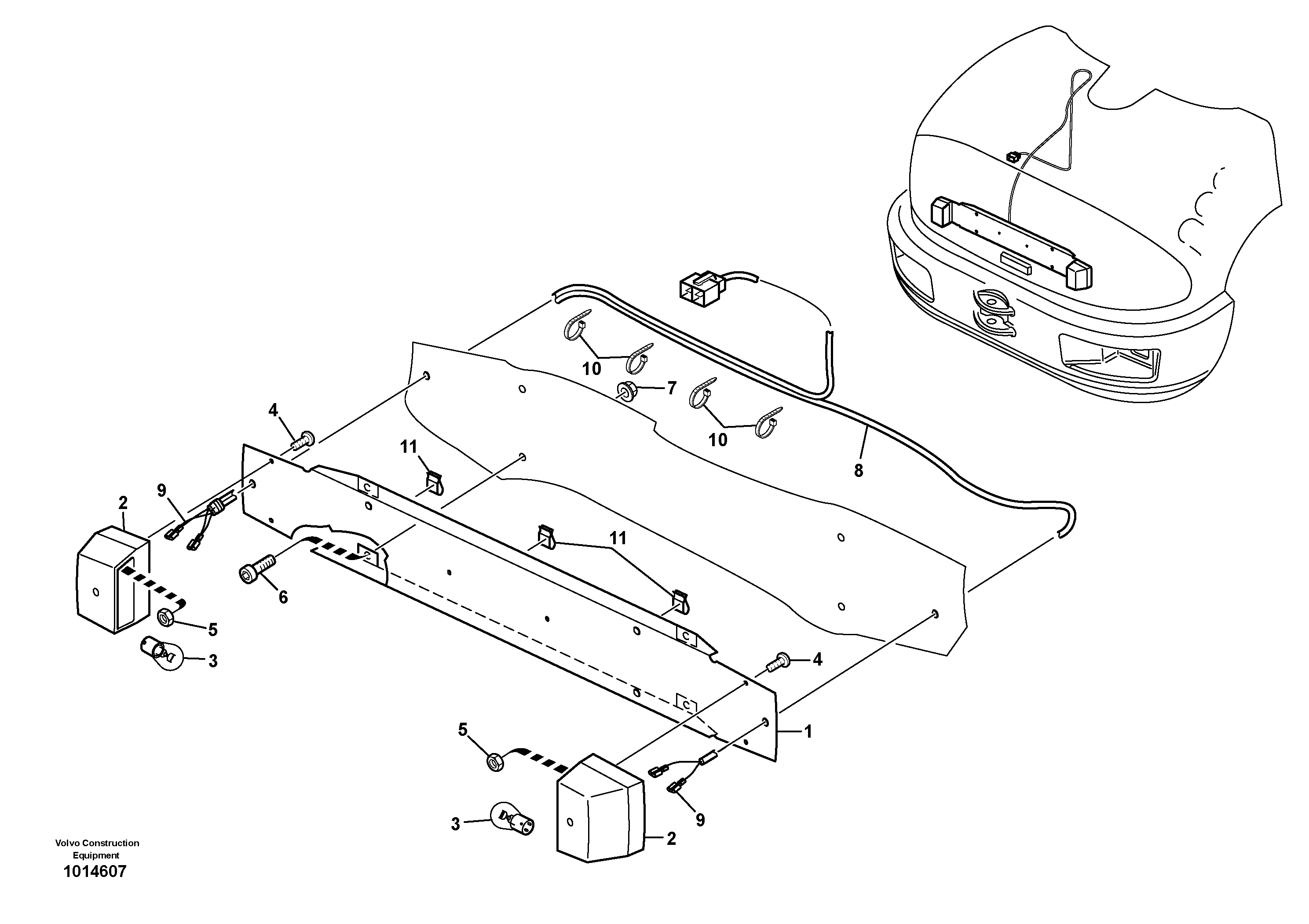 Схема запчастей Volvo L35B - 27831 Number plate illumination L35B S/N186/187/188/1893000 - 6000