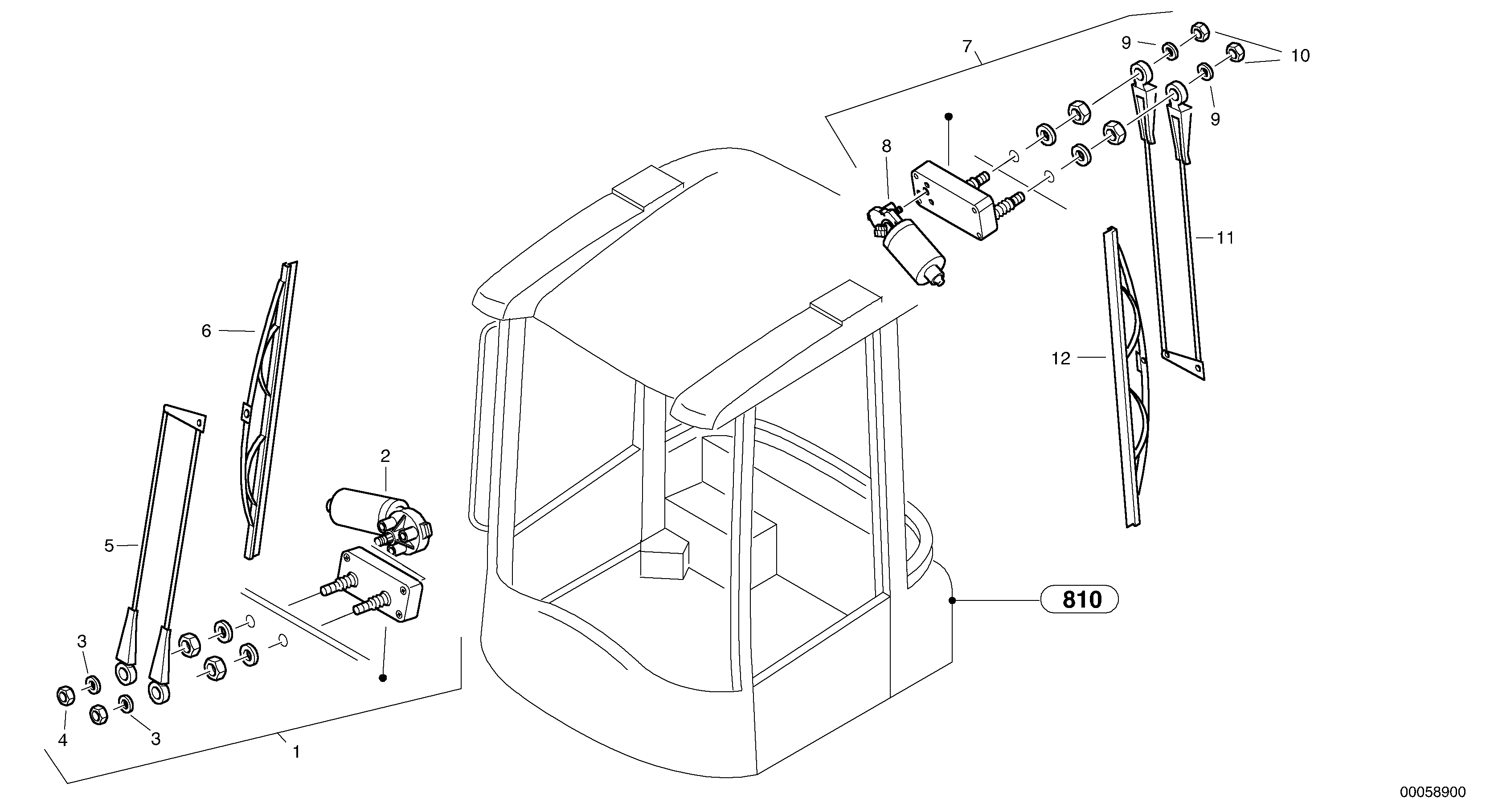 Схема запчастей Volvo L35B - 51043 Wiper installation L35B S/N186/187/188/1893000 - 6000
