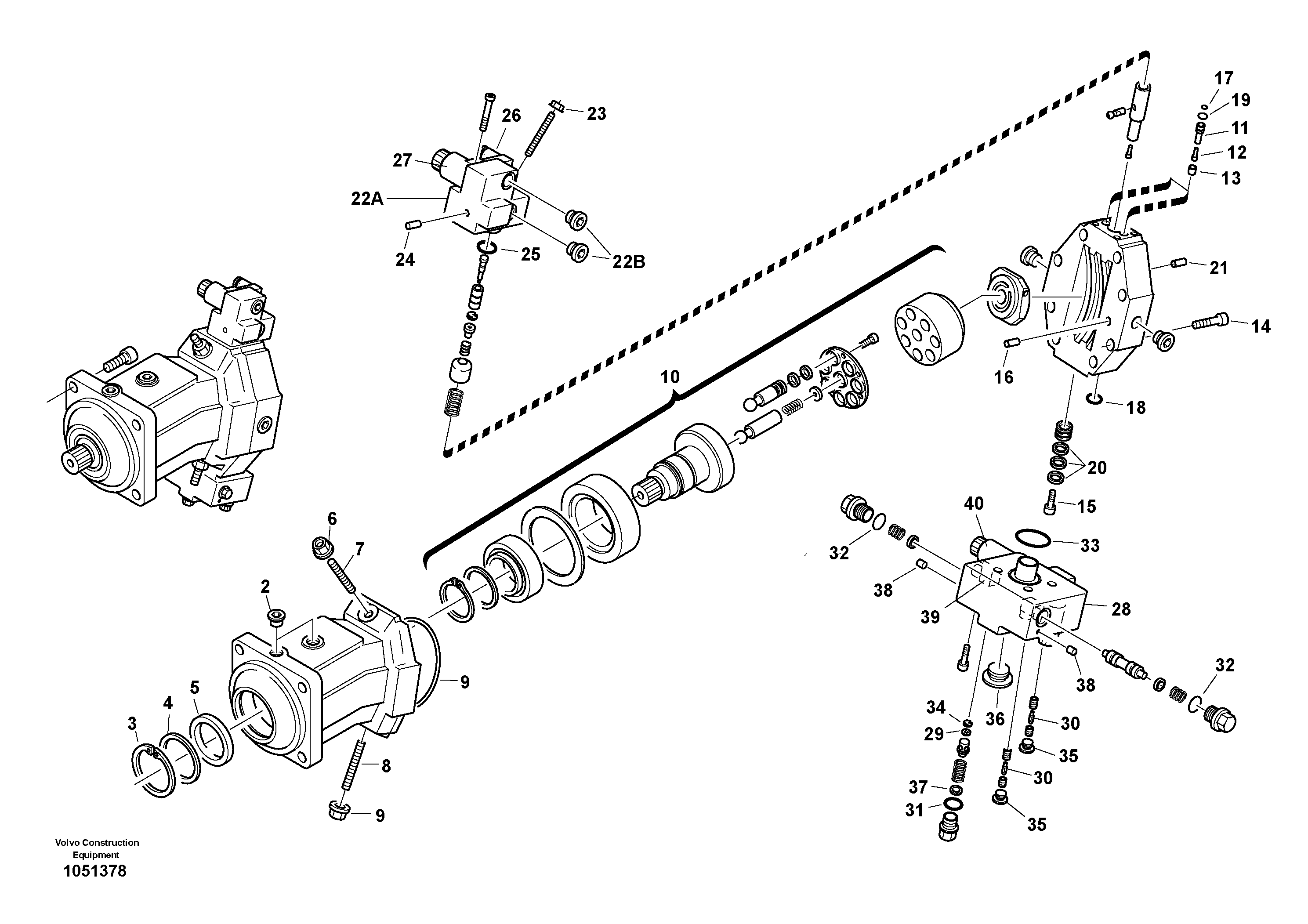 Схема запчастей Volvo L35B - 97282 Variable displacement motor L35B S/N186/187/188/1893000 - 6000