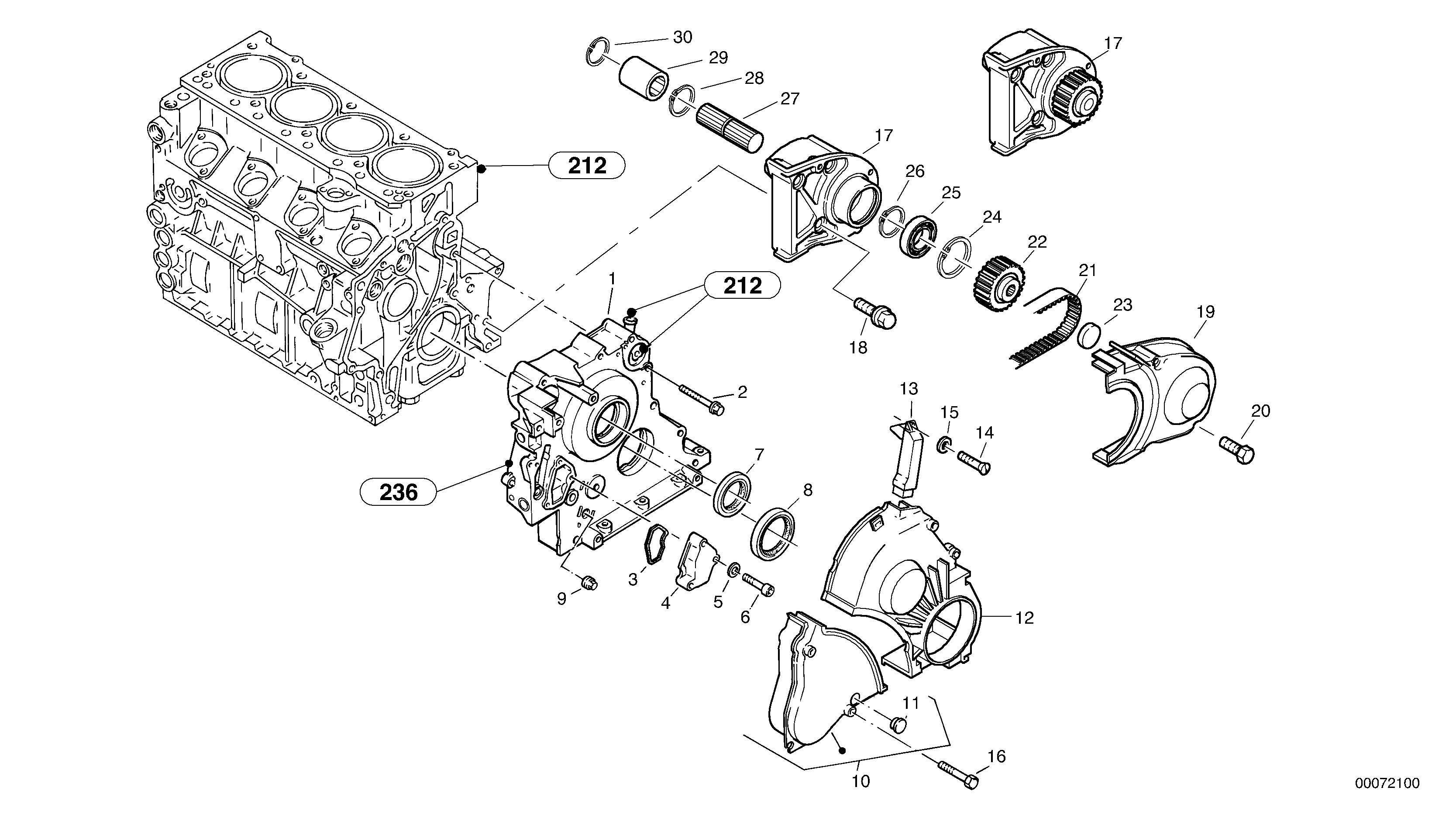 Схема запчастей Volvo L35B - 8453 Timing gear housing (front cover) L35B TYPE 186, 187, 188, 189 SER NO - 2999